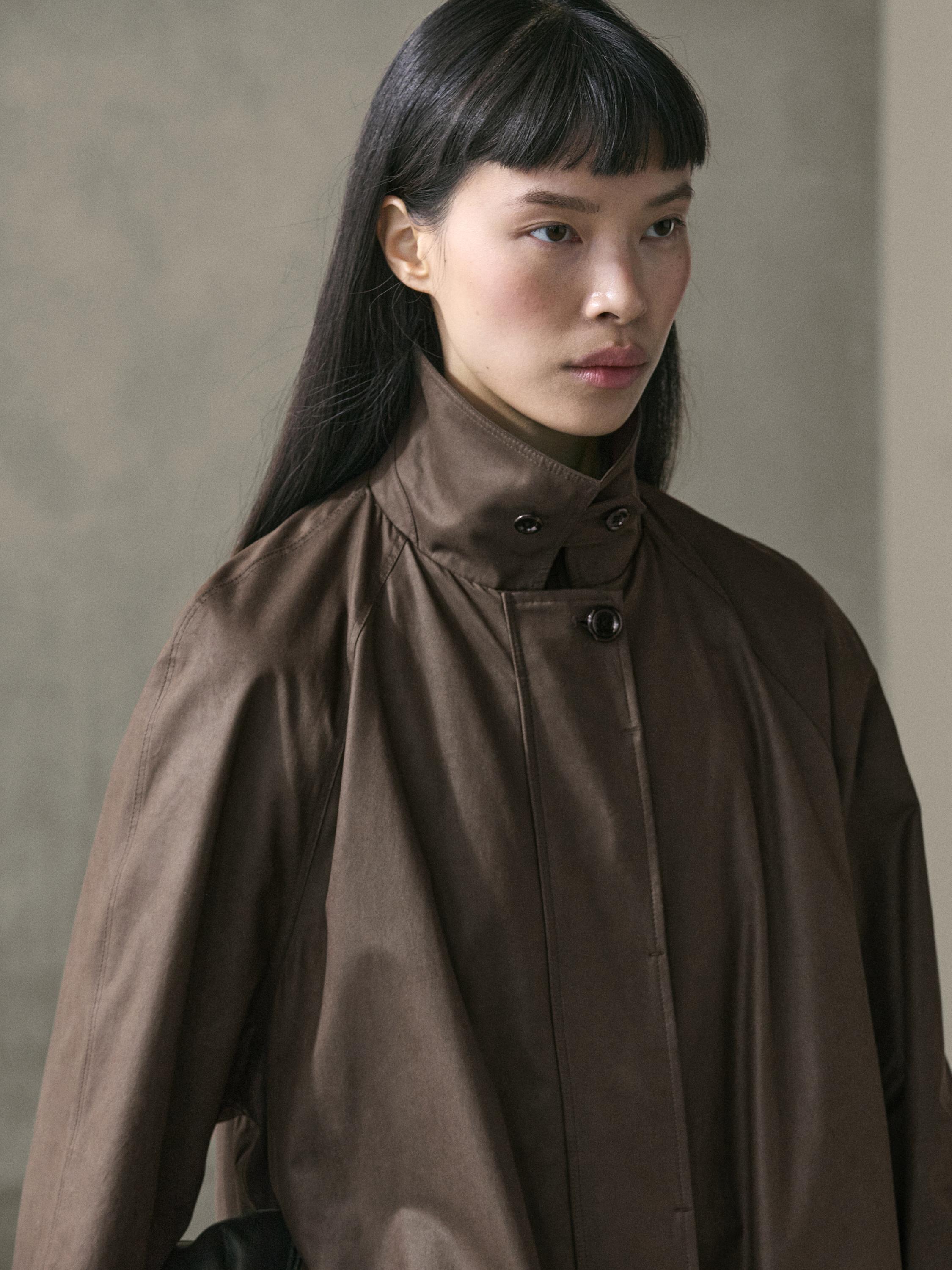 Long parka with pocket details — MOLE BROWN