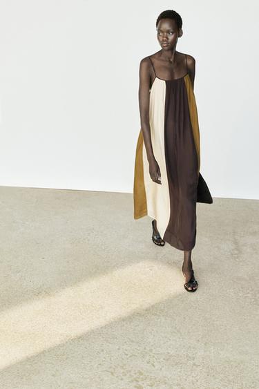Flowing strappy midi dress — BROWN 3