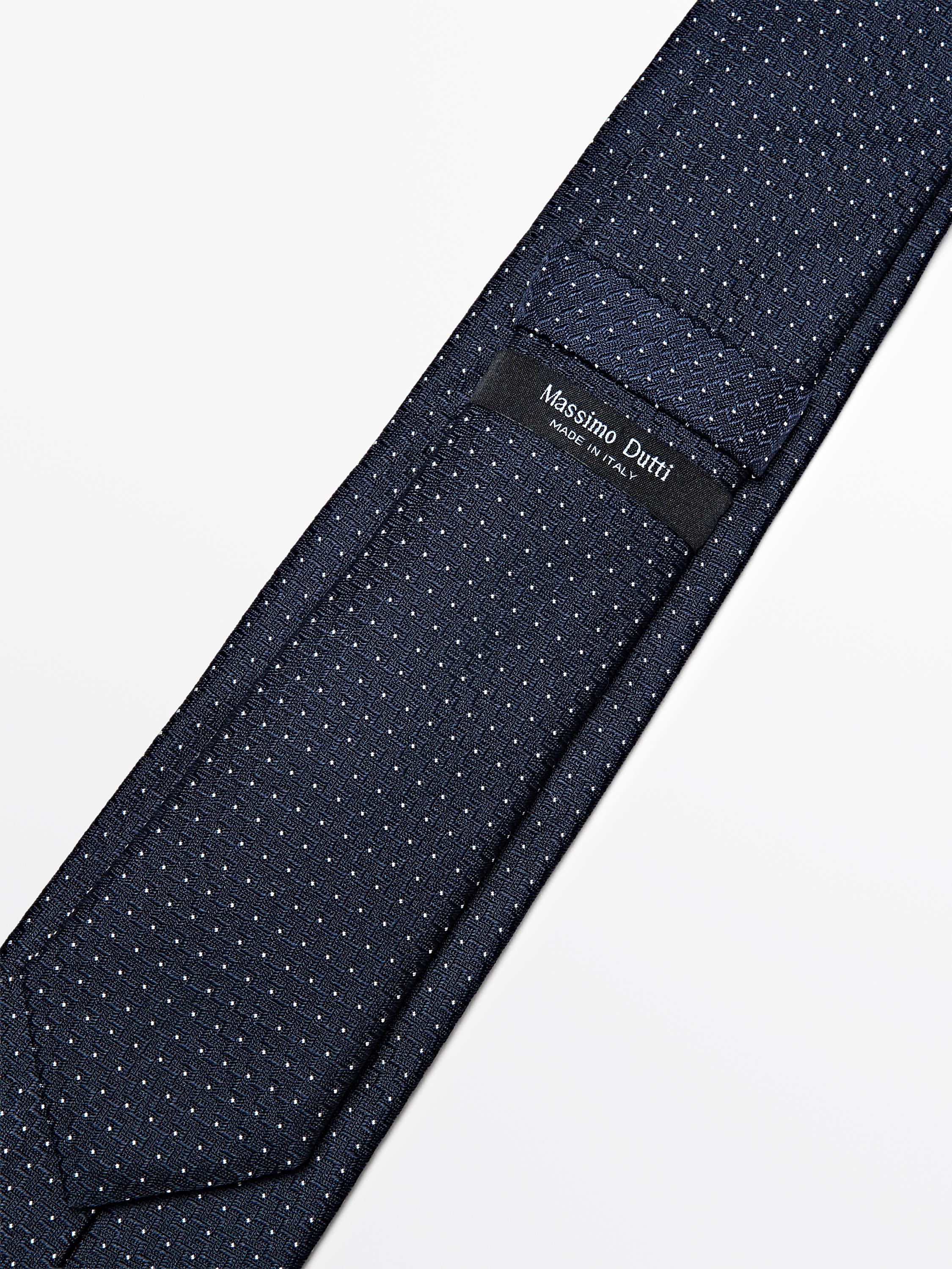 100% silk polka dot tie — NAVY BLUE