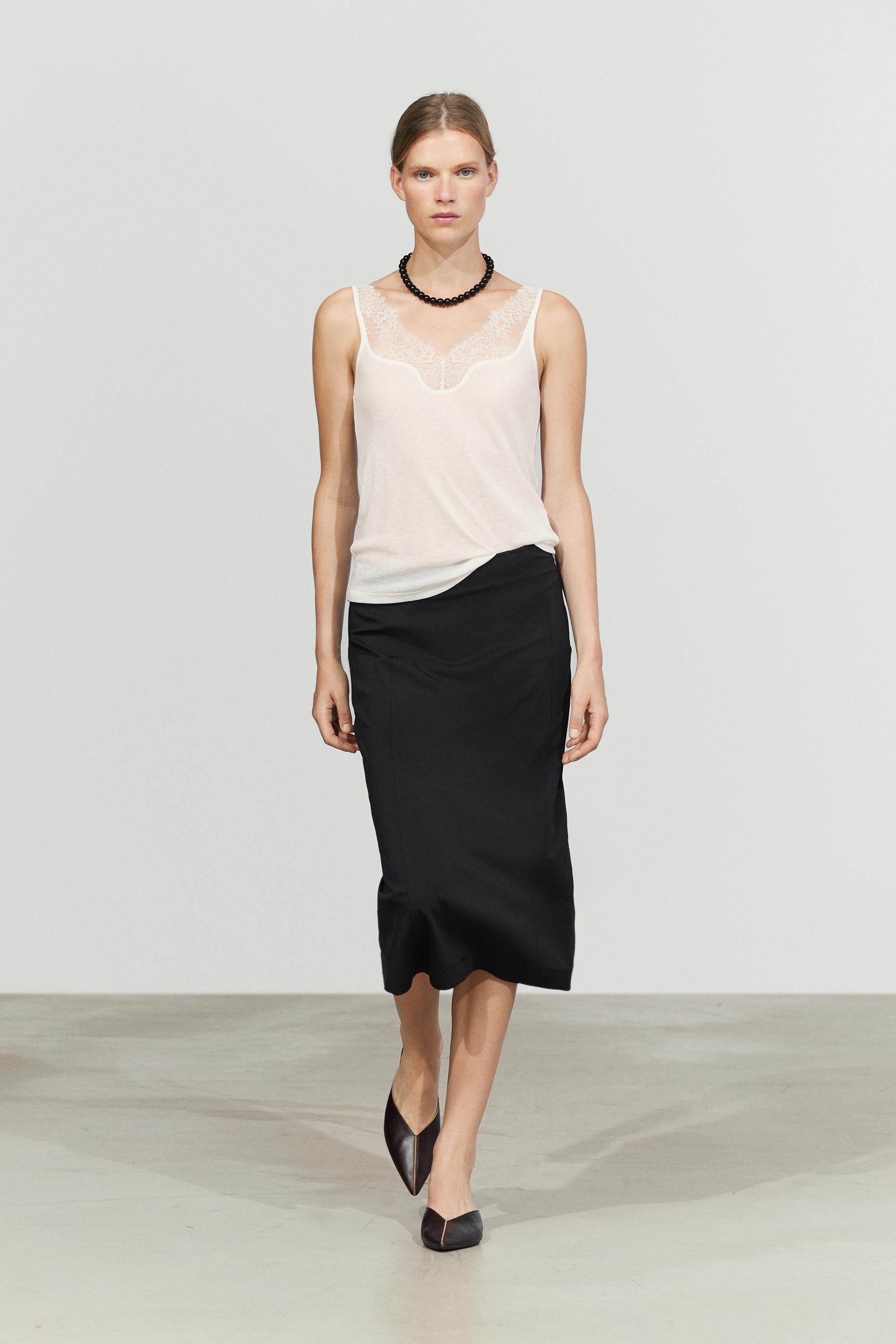 Strappy lace-trimmed camisole top