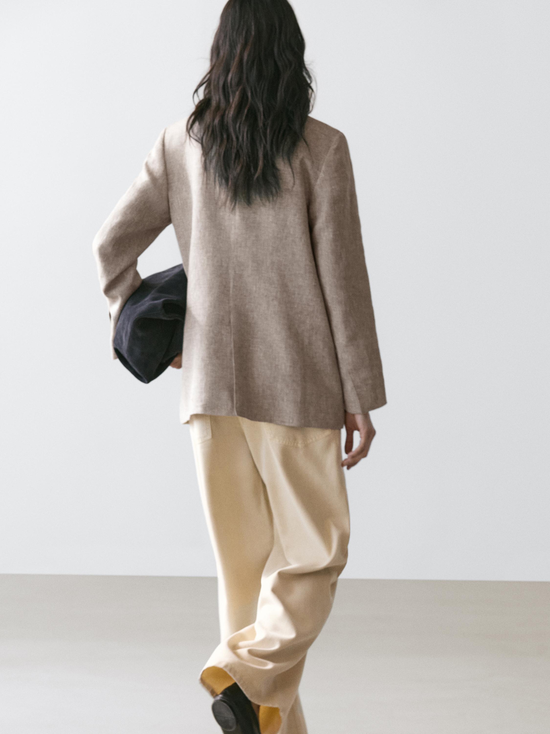 100% linen suit blazer — BEIGE