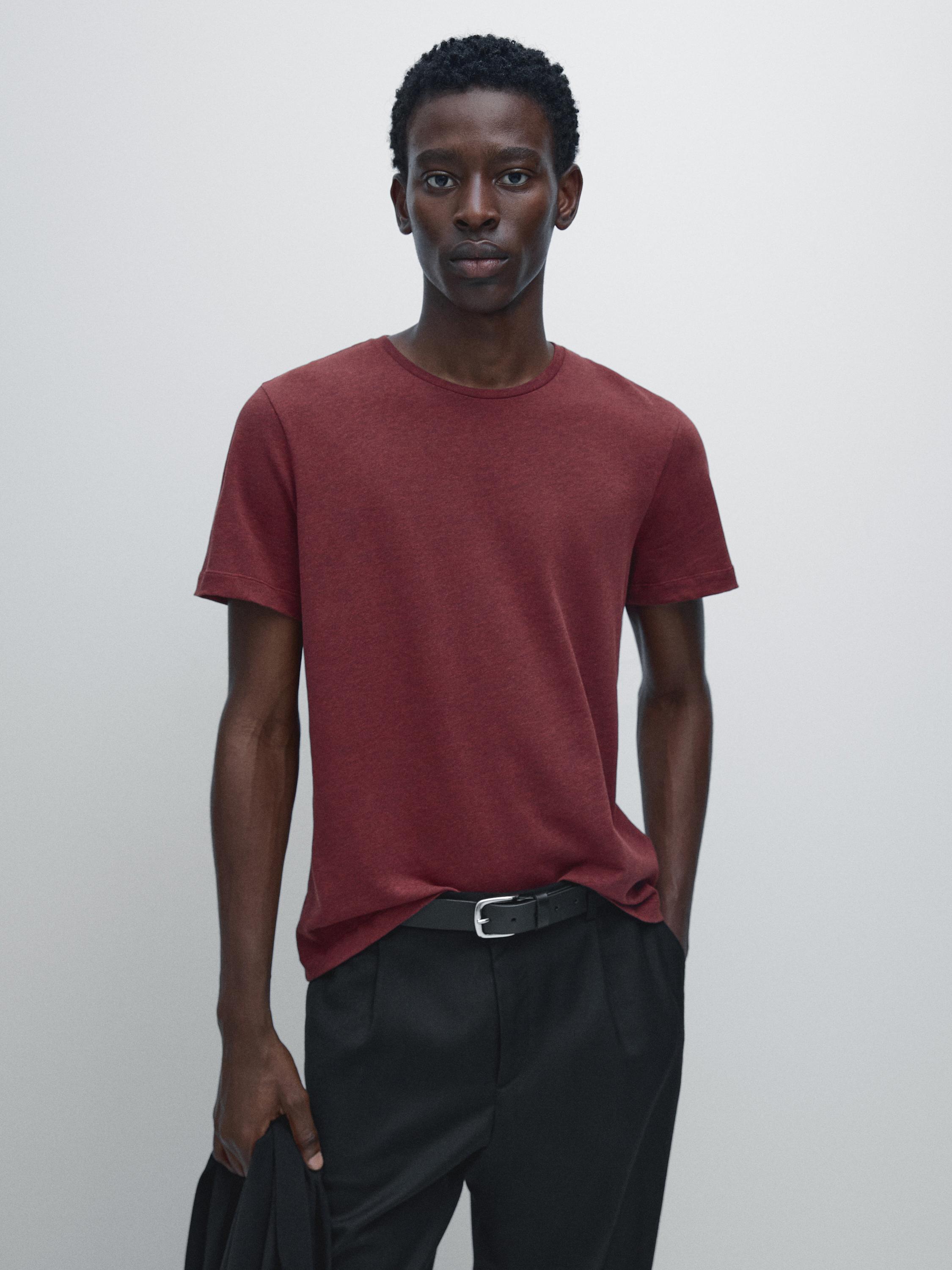 Lightweight short sleeve cotton melange T-shirt