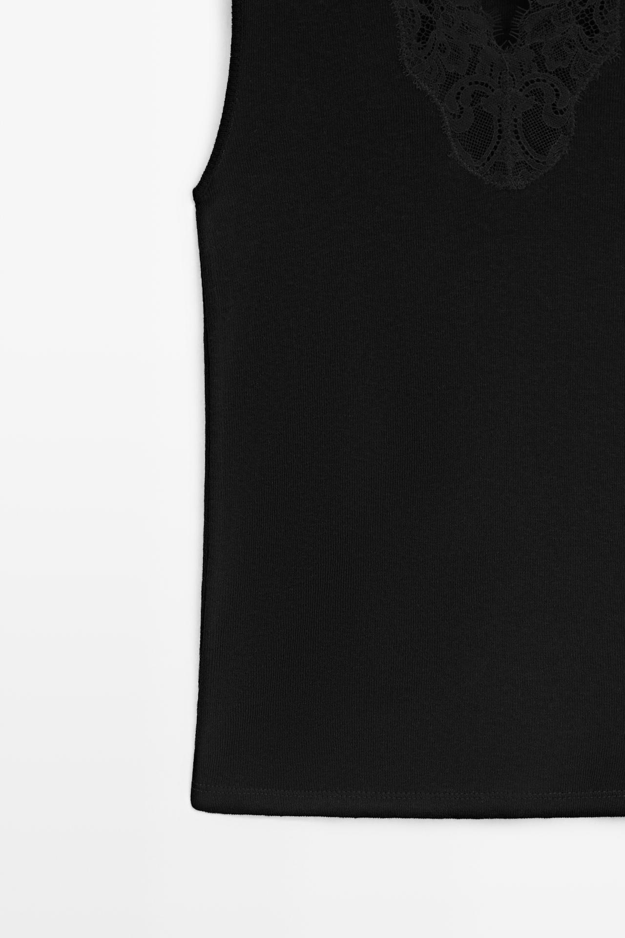 Cotton-blend camisole — BLACK