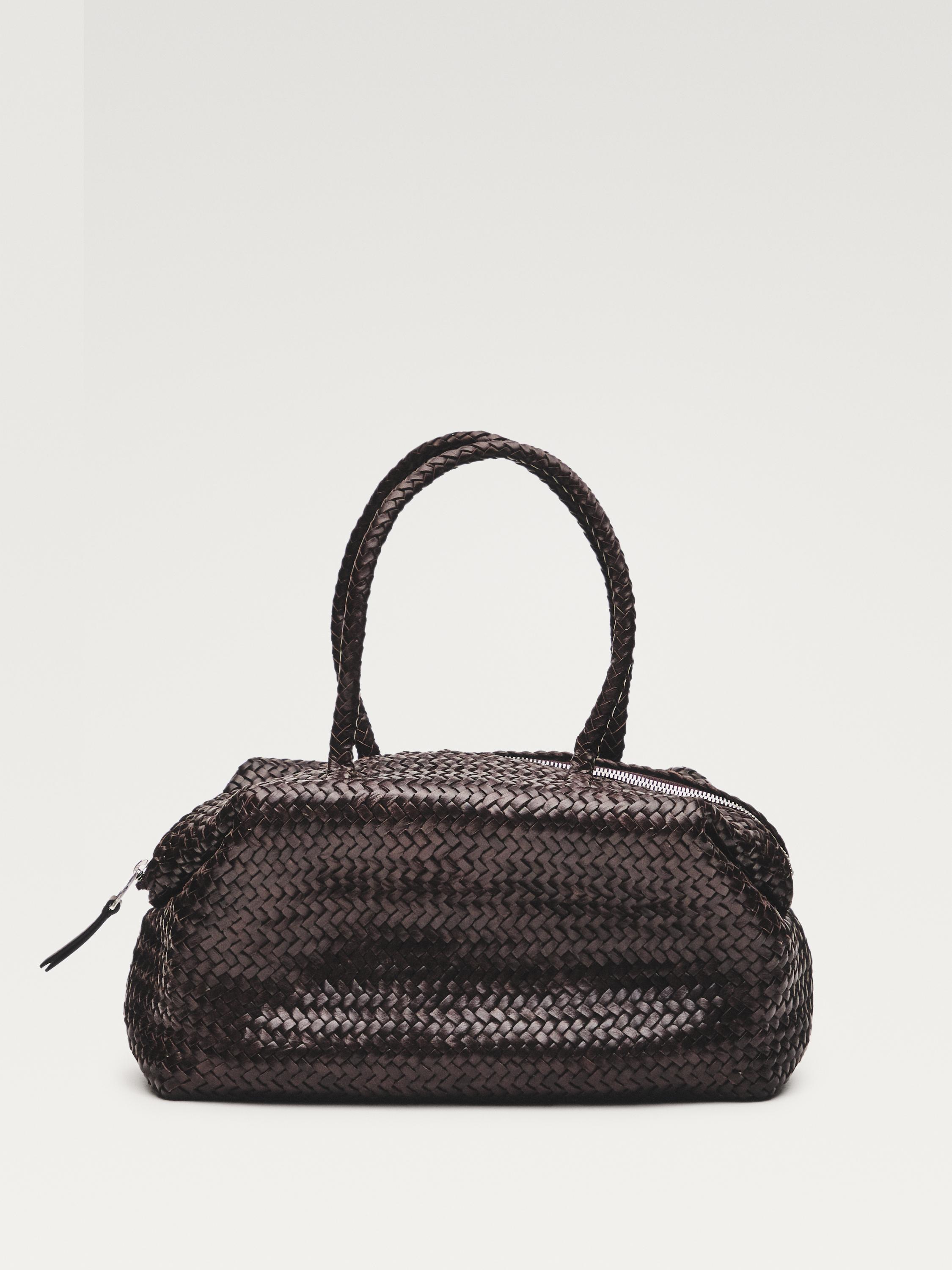 Braided nappa leather satchel bag