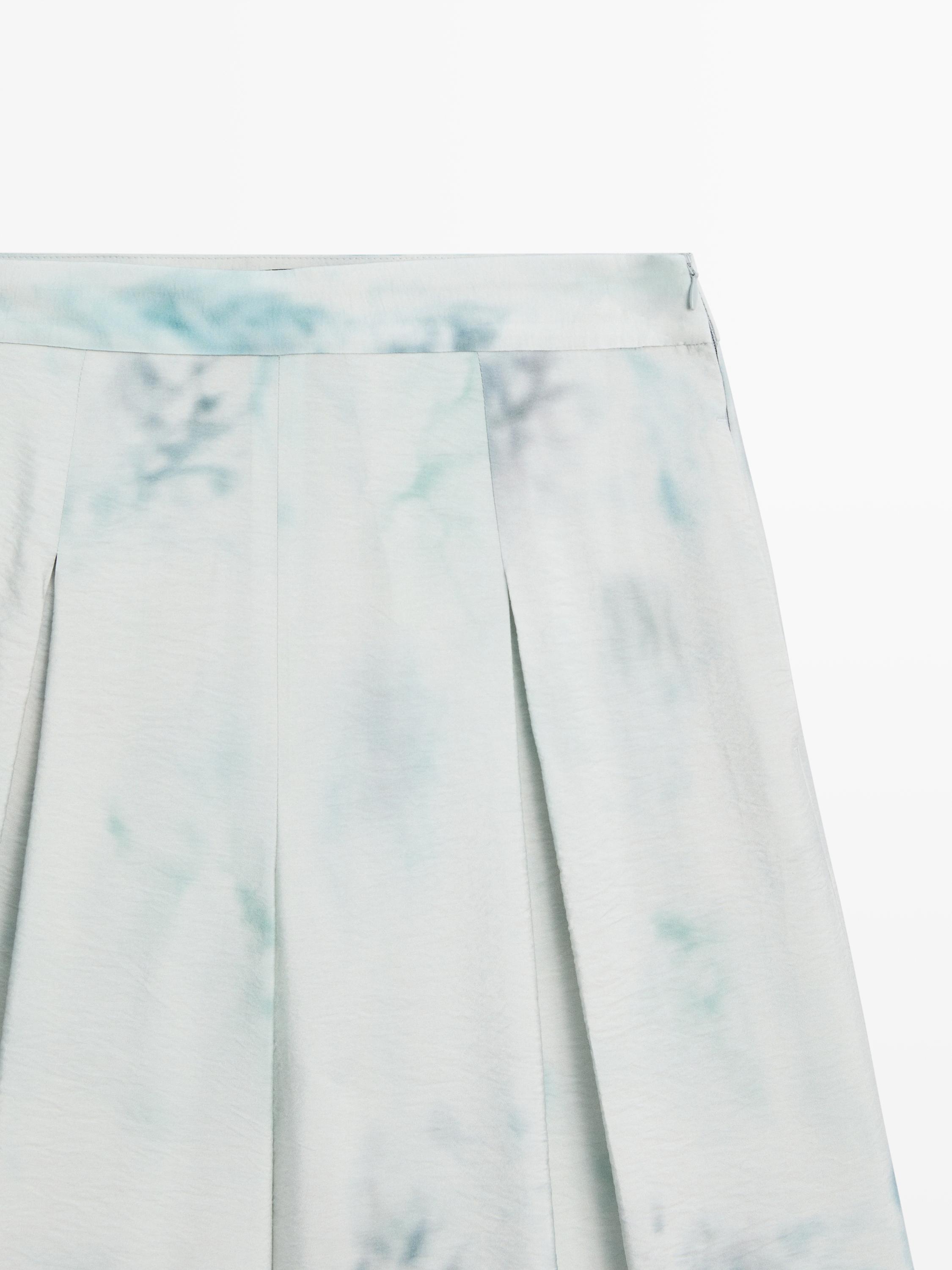 Printed trousers with pleat details — Light Blue