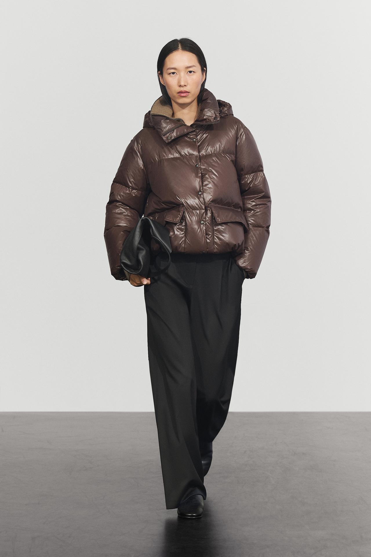 Stand-up collar down jacket — BROWN