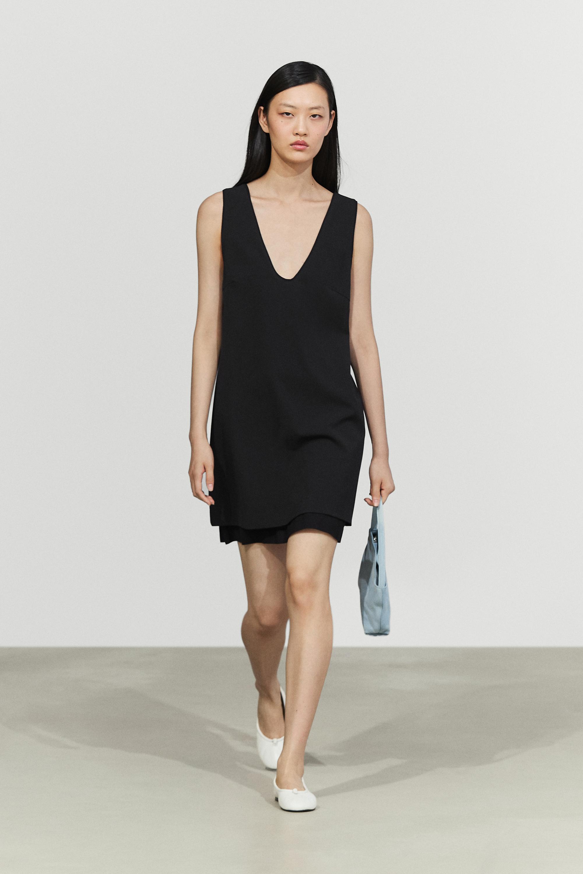 Double-fabric mini dress