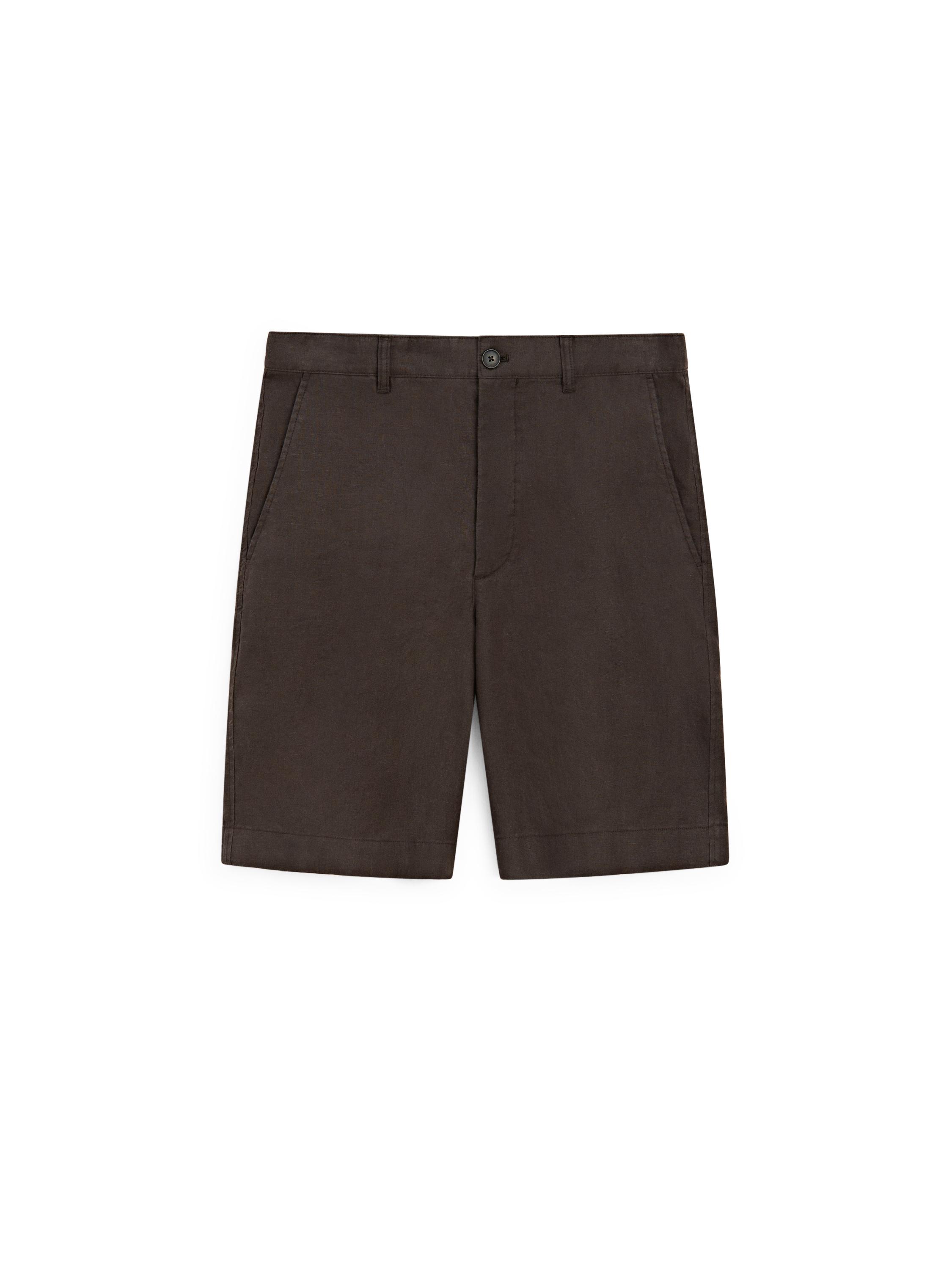 100% linen total look Bermuda shorts — BROWN
