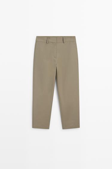 100% cotton carrot fit pants — SAND 2
