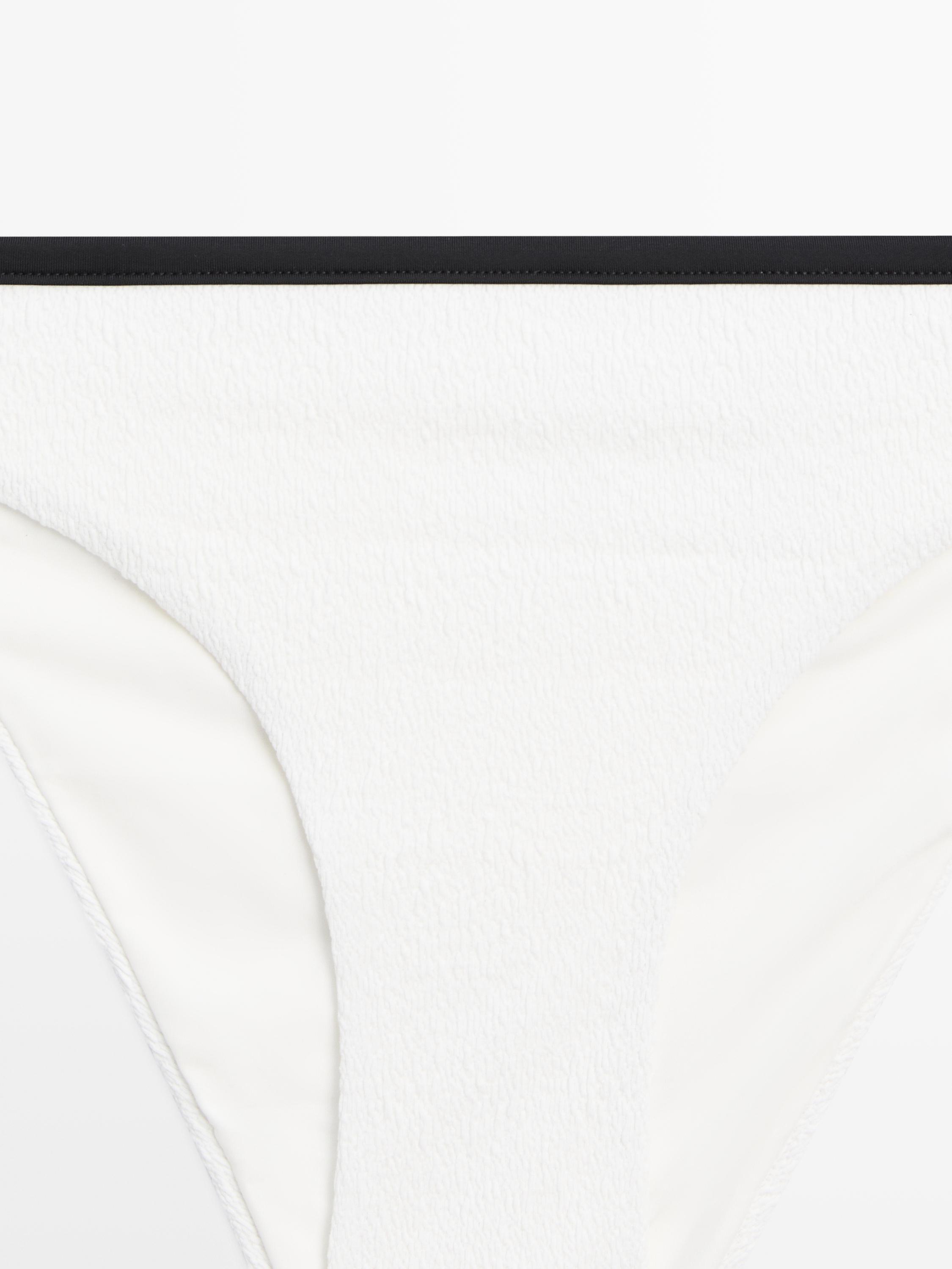 Contrast textured bikini bottoms — Off white