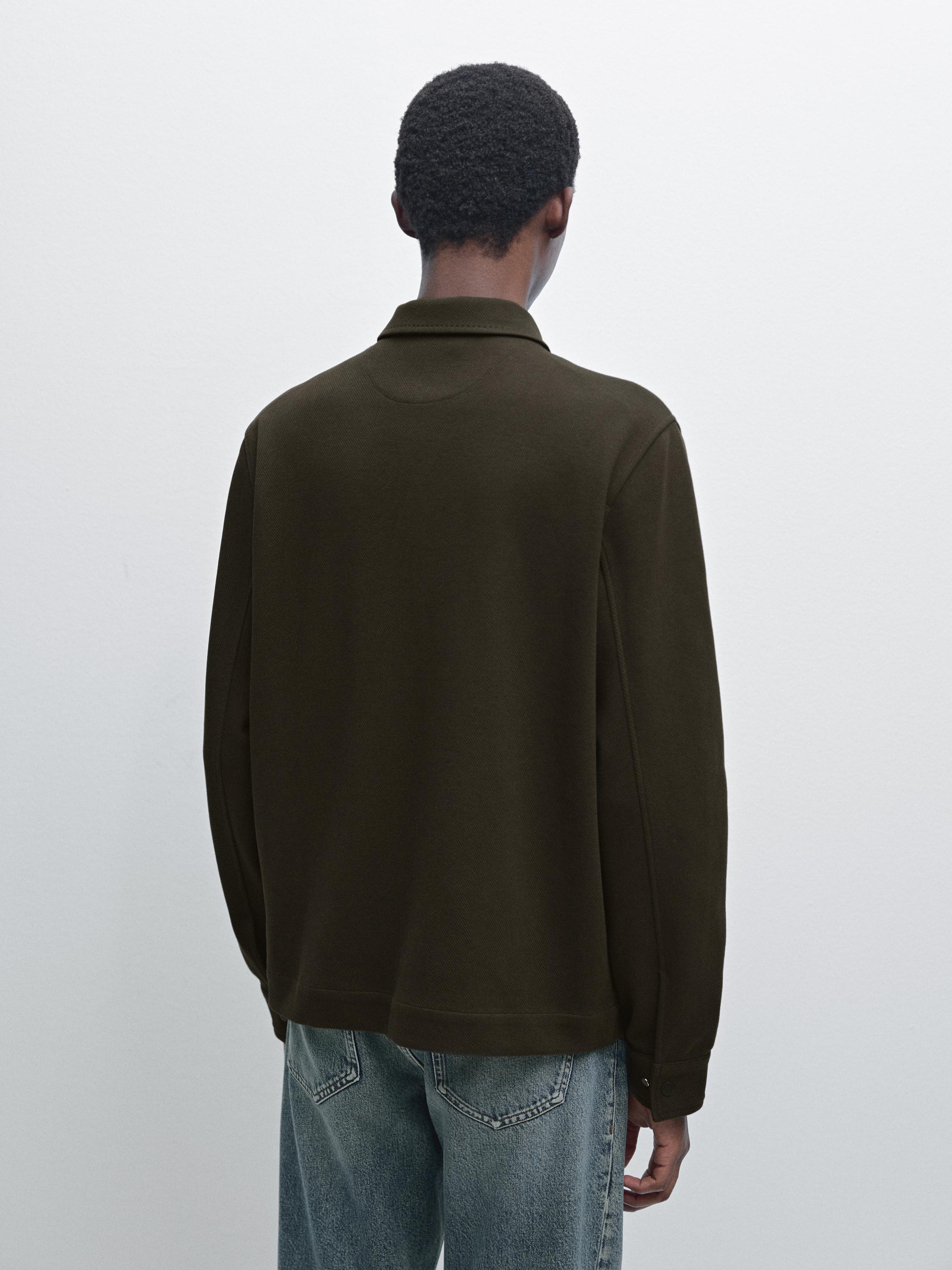 Cotton blend twill jacket with pockets