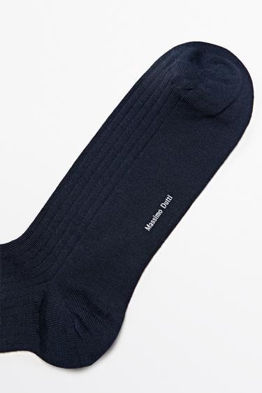 Ribbed wool blend dress socks — NAVY BLUE 3