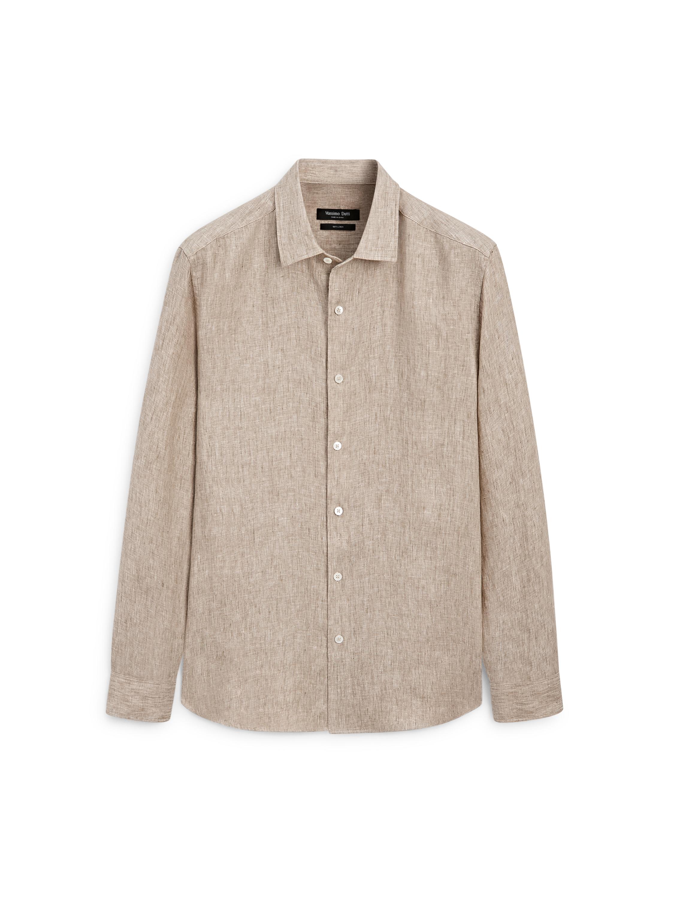100% linen regular fit shirt — CREAM