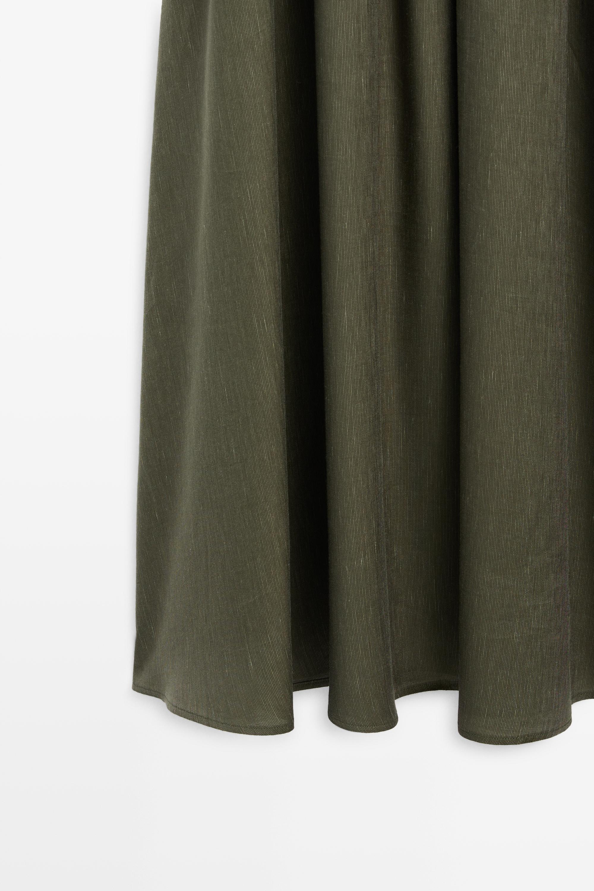 Flowing midi dress with scarf detail  Green  Dress | Massimo Dutti