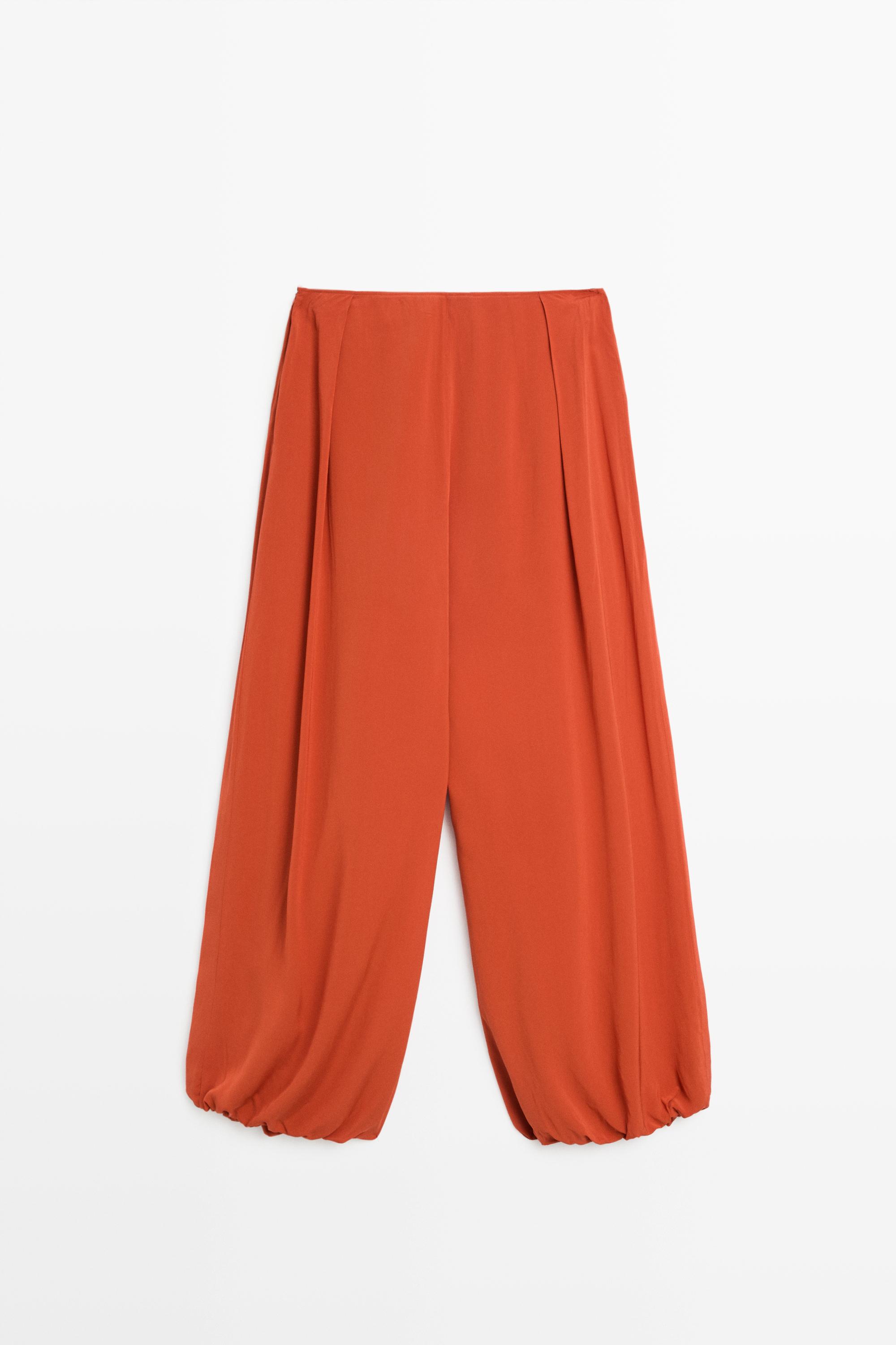 Pleated sarouel trousers total look — TERRA-COTTA