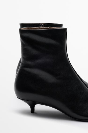 Leather low-heel ankle boot — BLACK 6