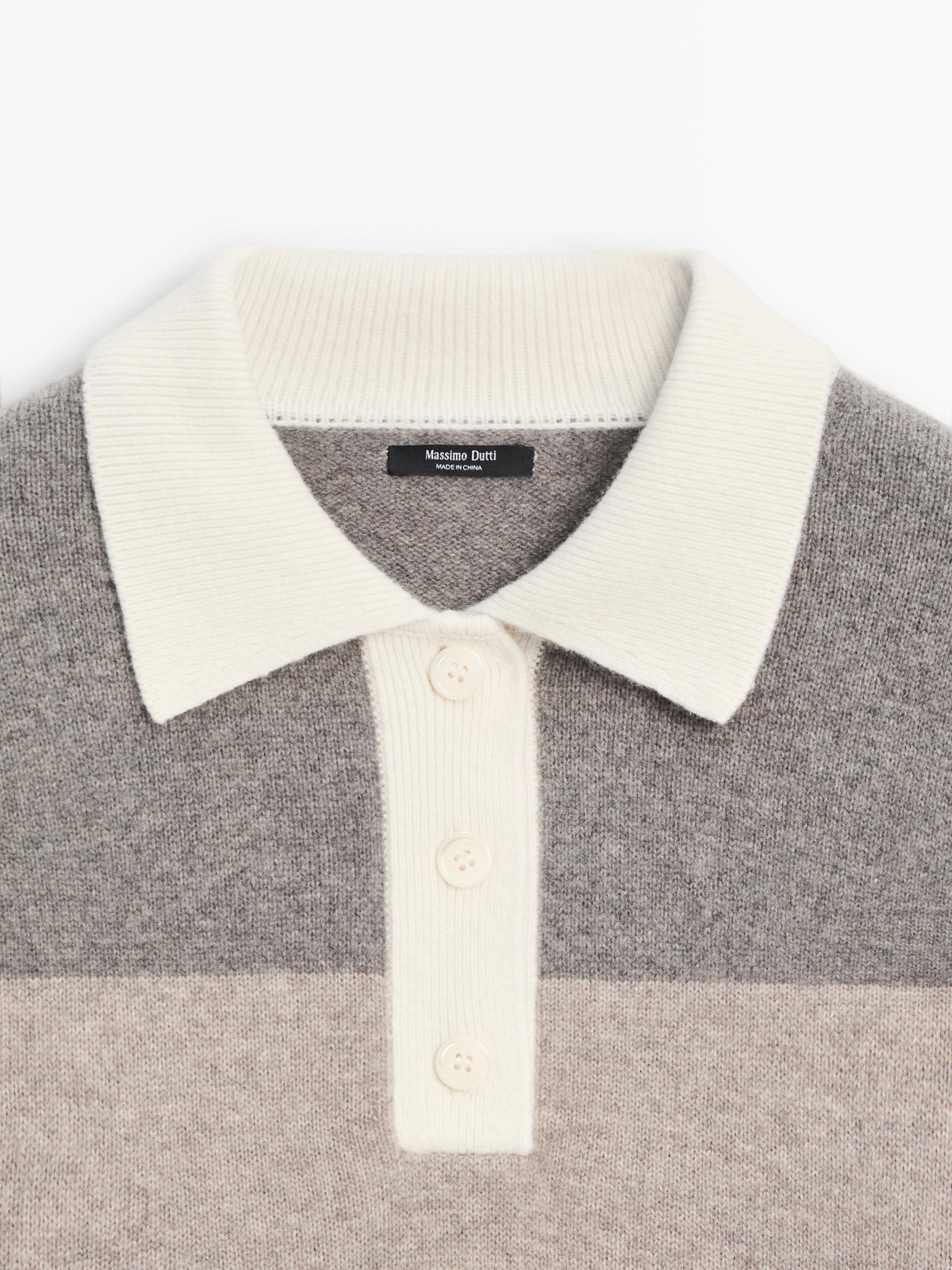 Gestreifter Pullover im Polo-Stil aus Wollmischgewebe