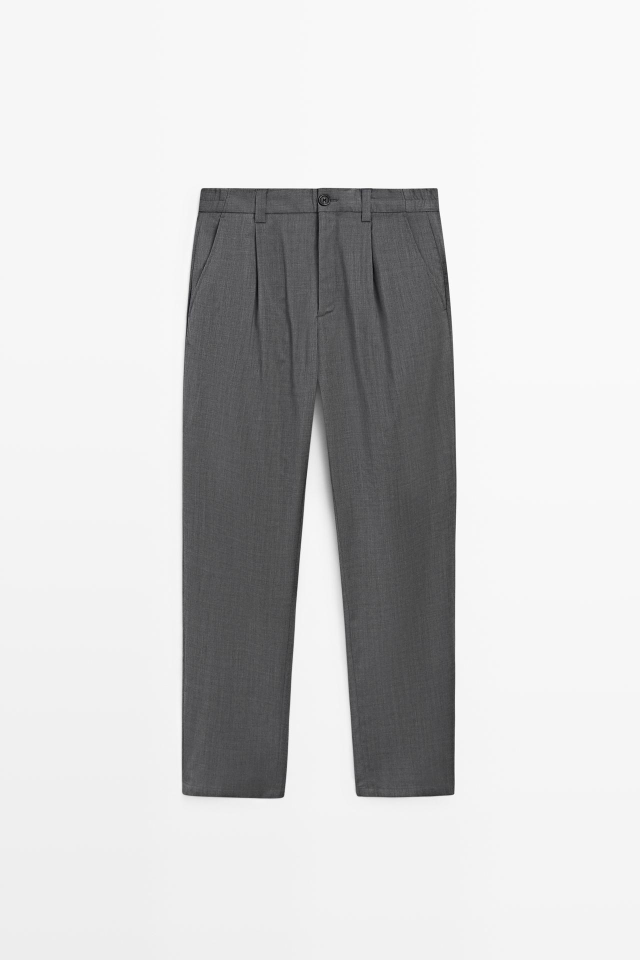 100% wool straight-leg pants — GREY