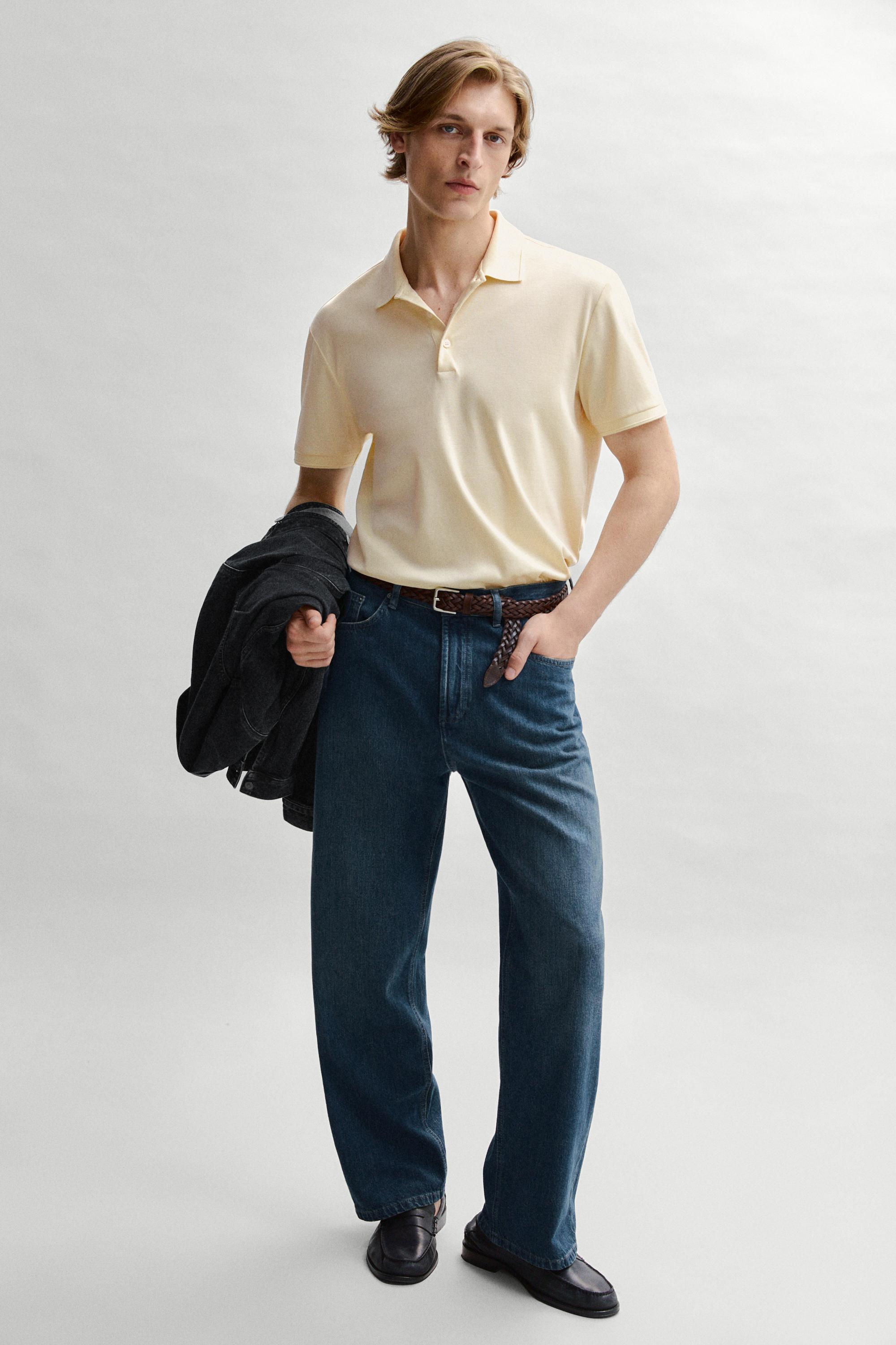 Short sleeve cotton polo shirt — Yellow