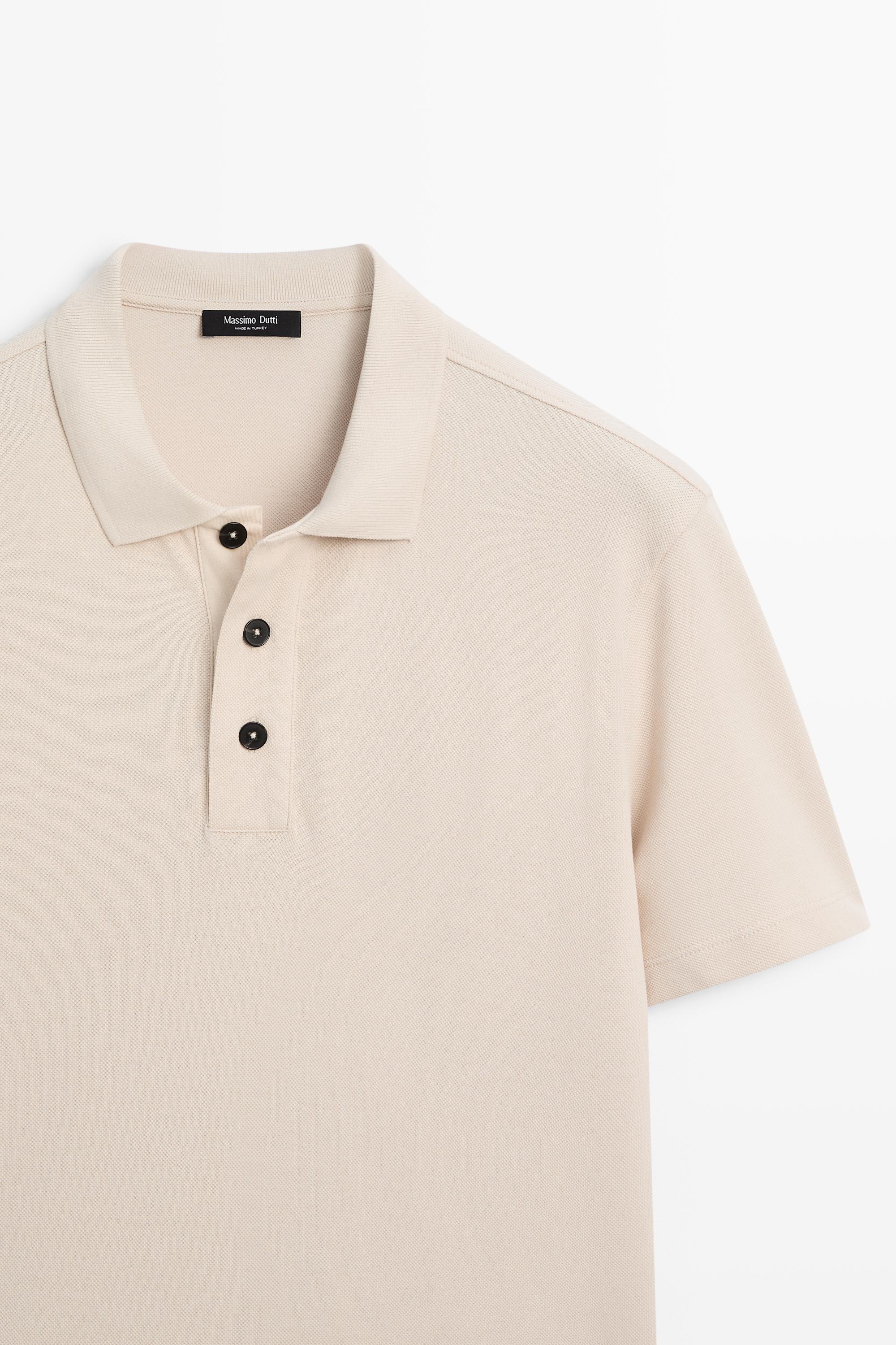 Piqué 100% cotton polo shirt — STONE