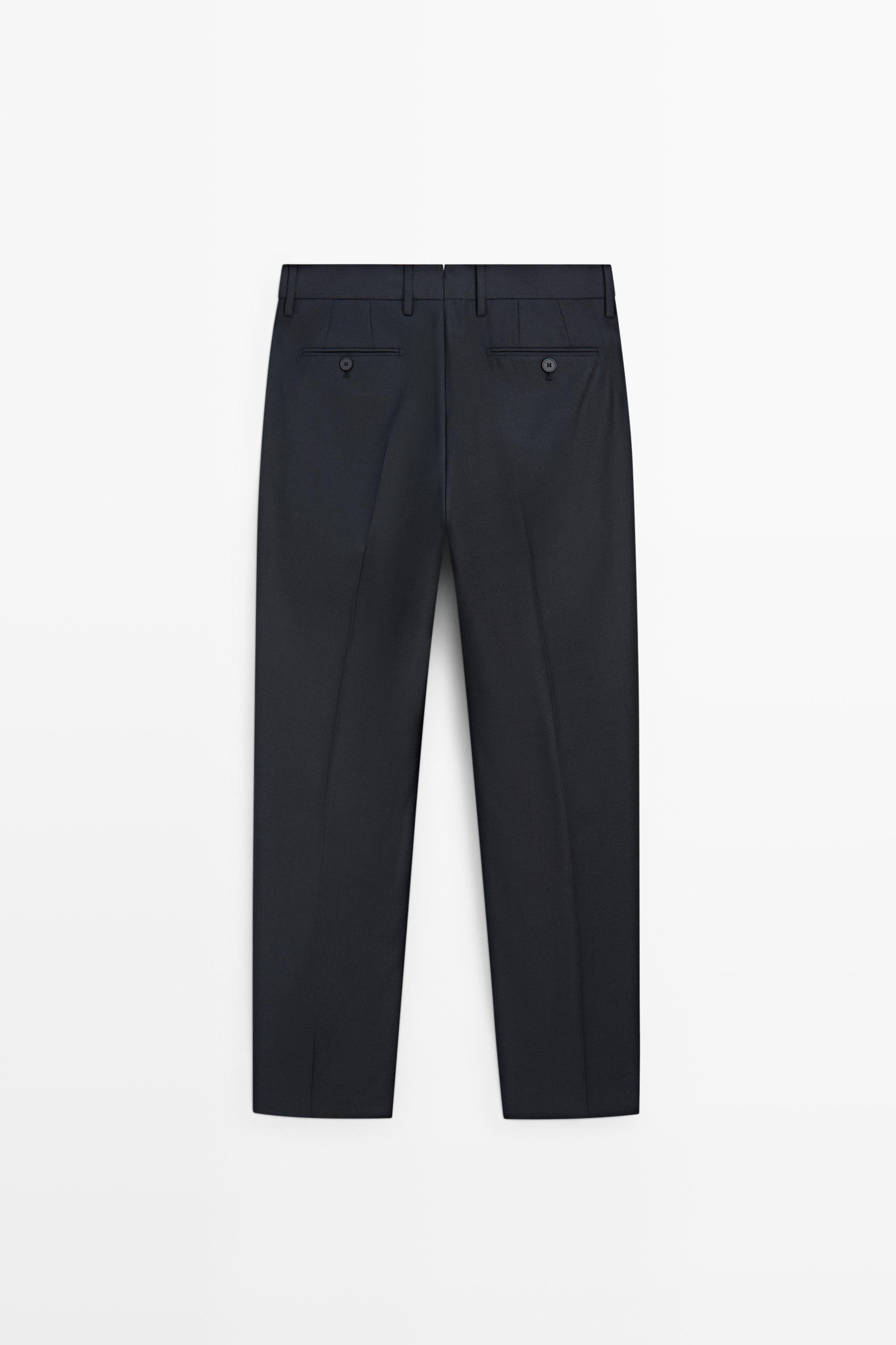 100% wool suit trousers — NAVY BLUE