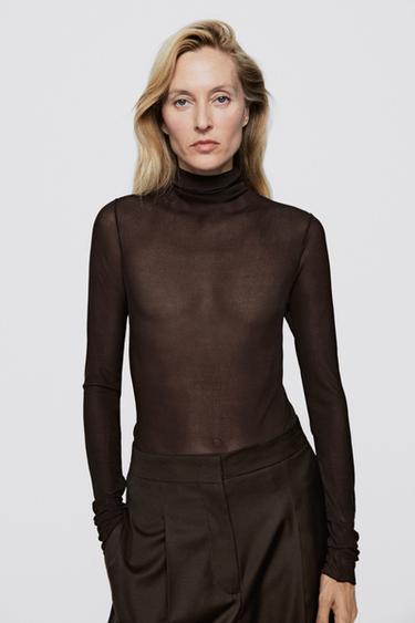 100% silk funnel neck T-shirt - LIMITED EDITION — Chocolate 2