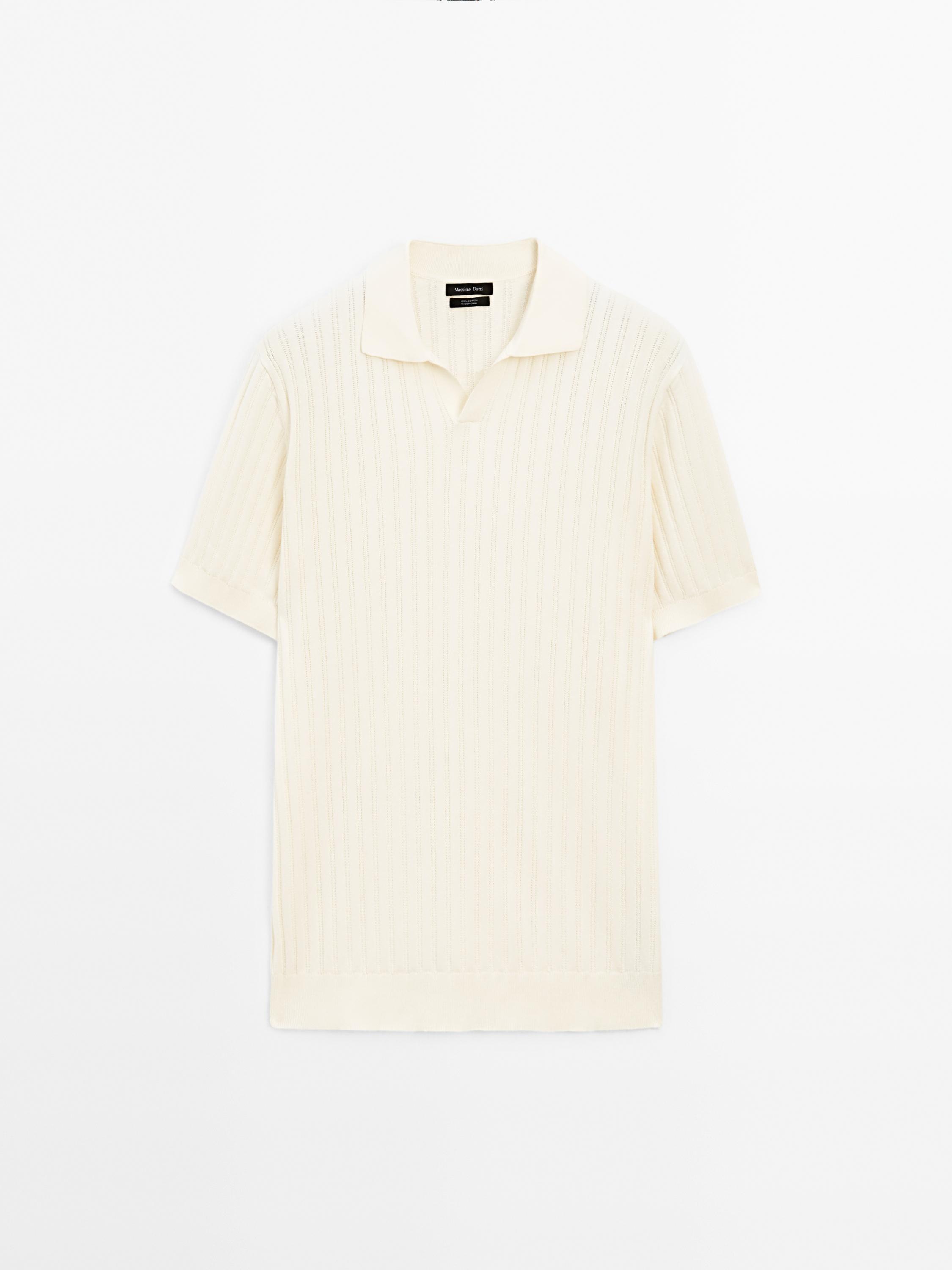 Maglia con collo a polo canneté
