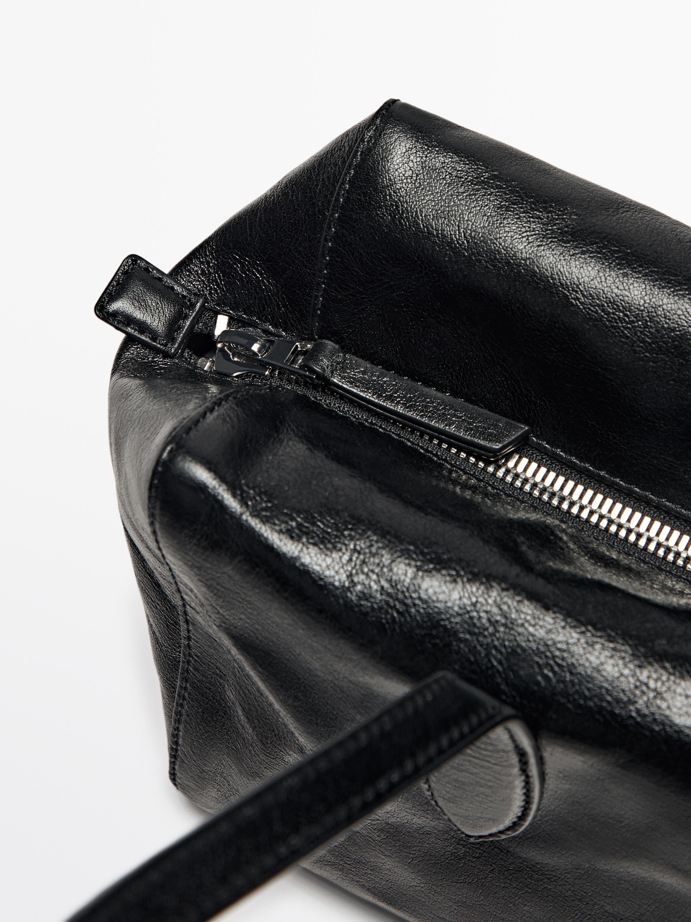 Crackled nappa satchel bag