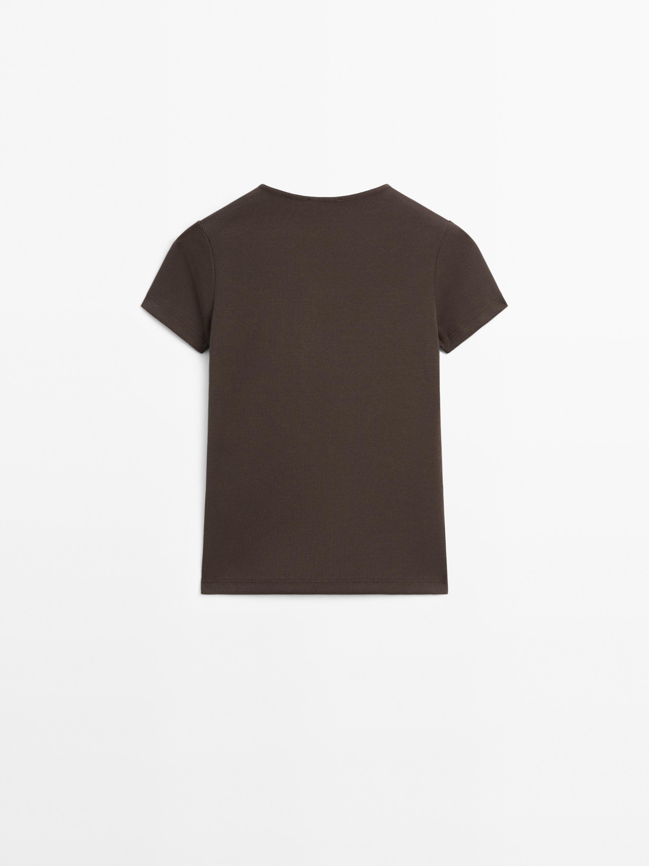 Cotton blend T-shirt with chest detail