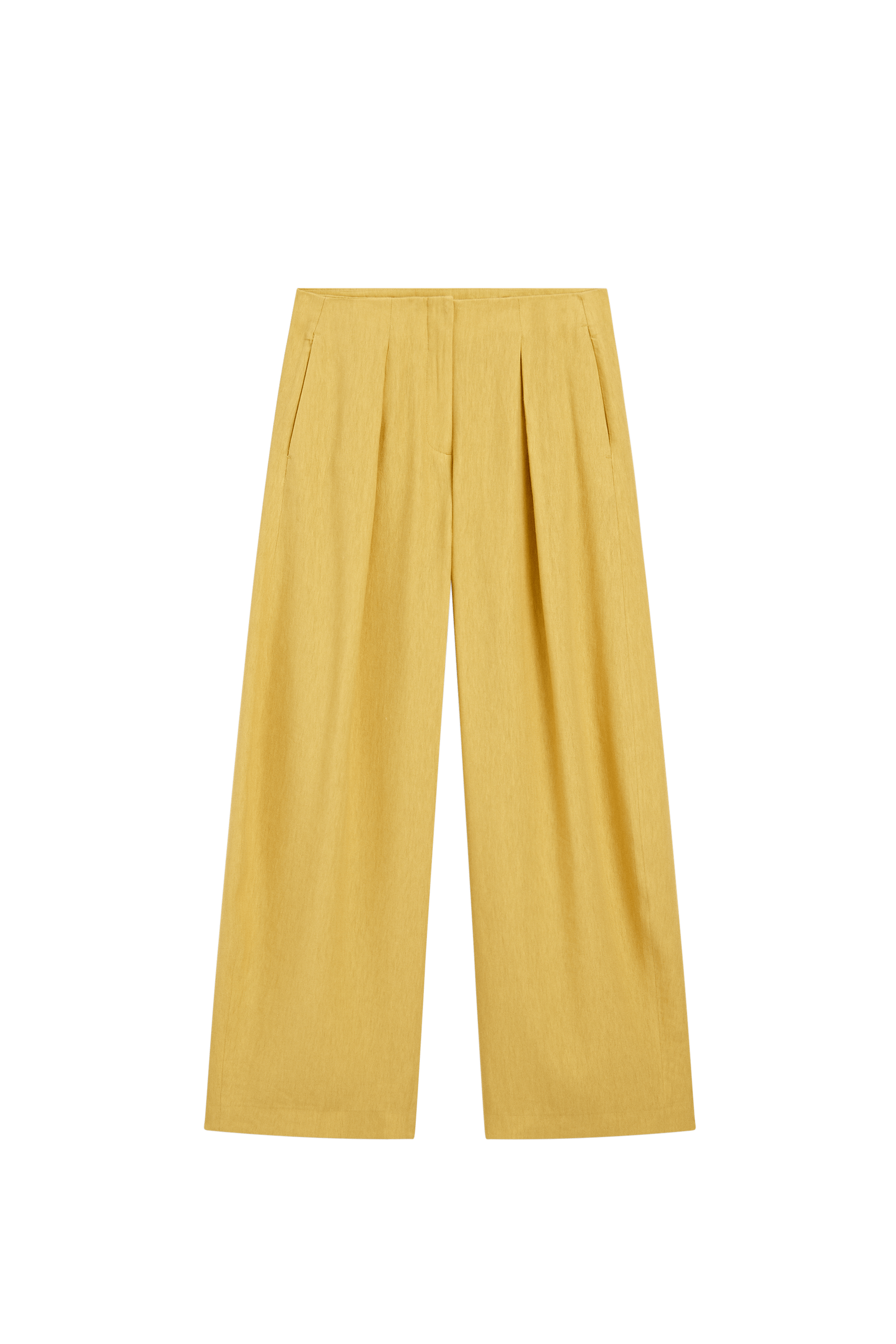 Massimo Dutti Keten karışımlı pilili bol pantolon görsel 4