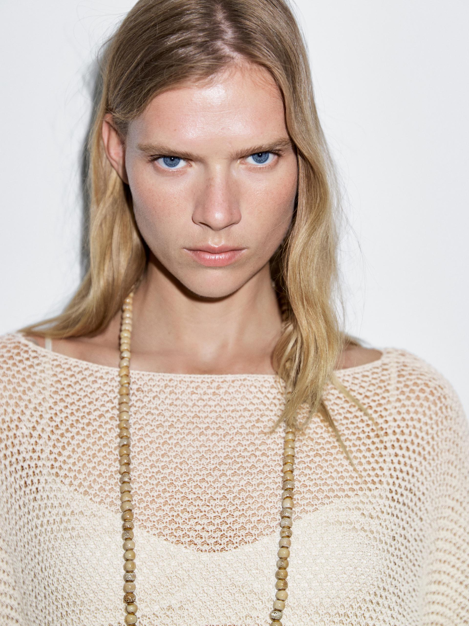 Massimo Dutti Textured Knit Cape In Neutral