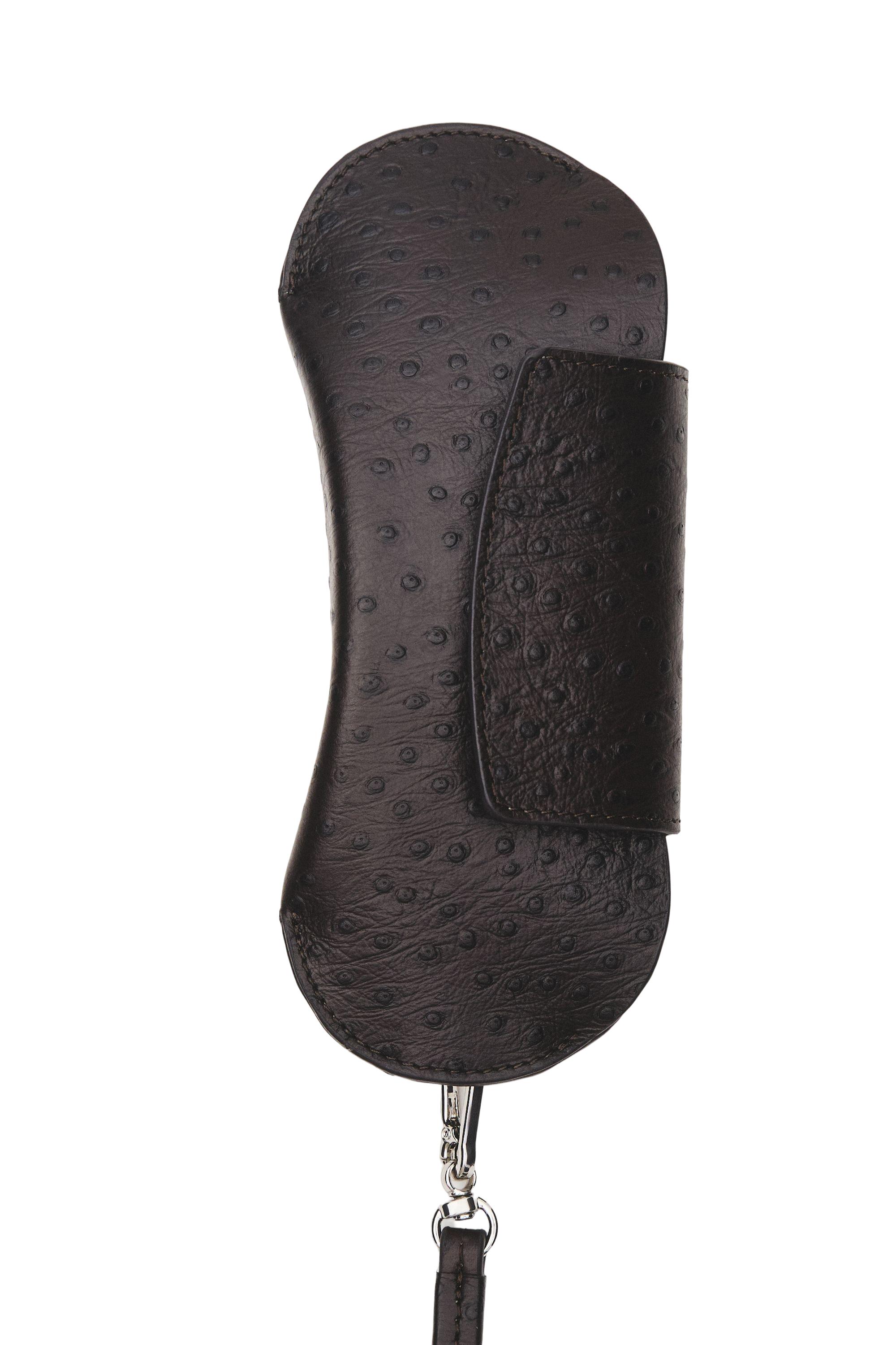 Textured nappa leather glasses case — BROWN