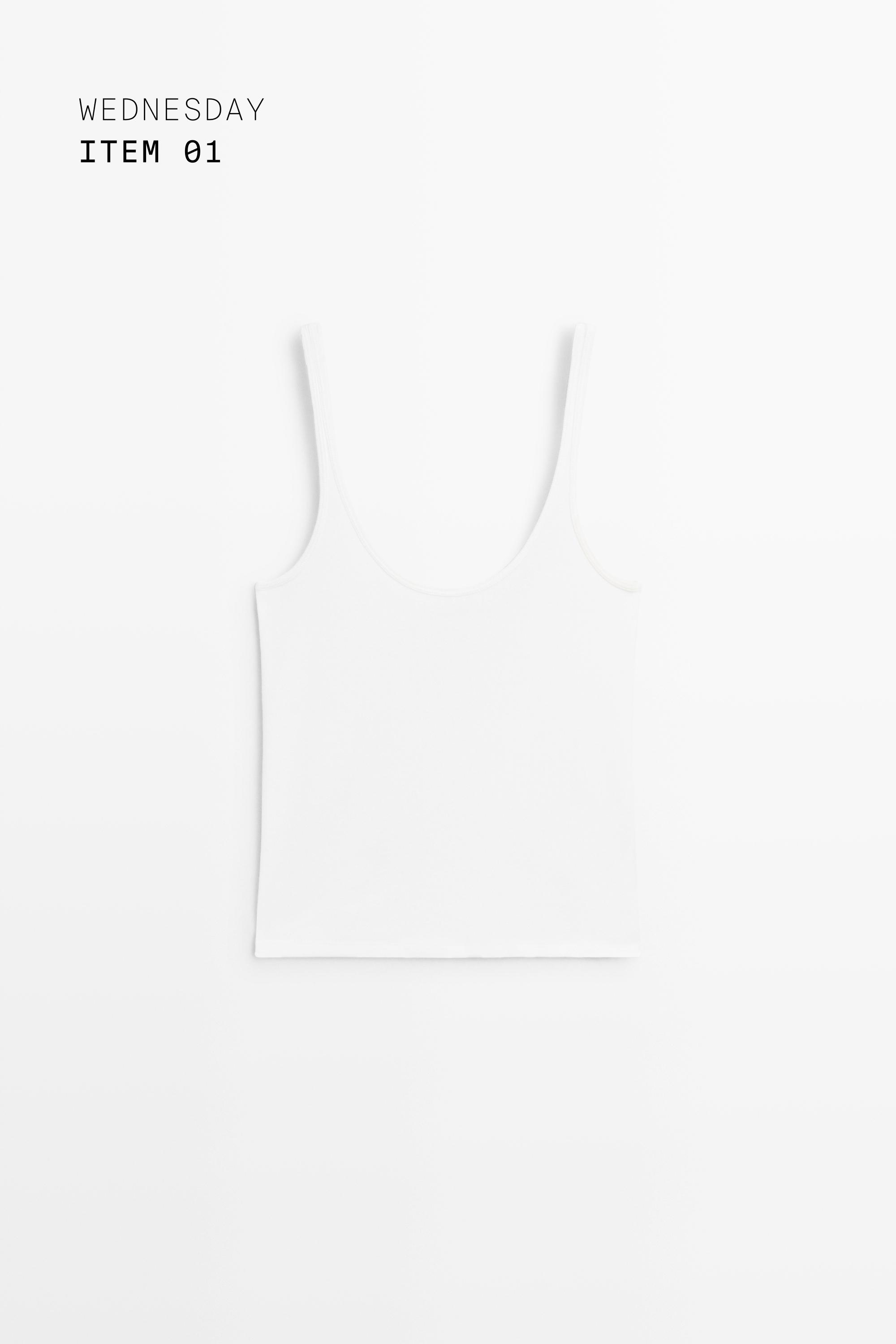Strappy cotton blend top — WHITE