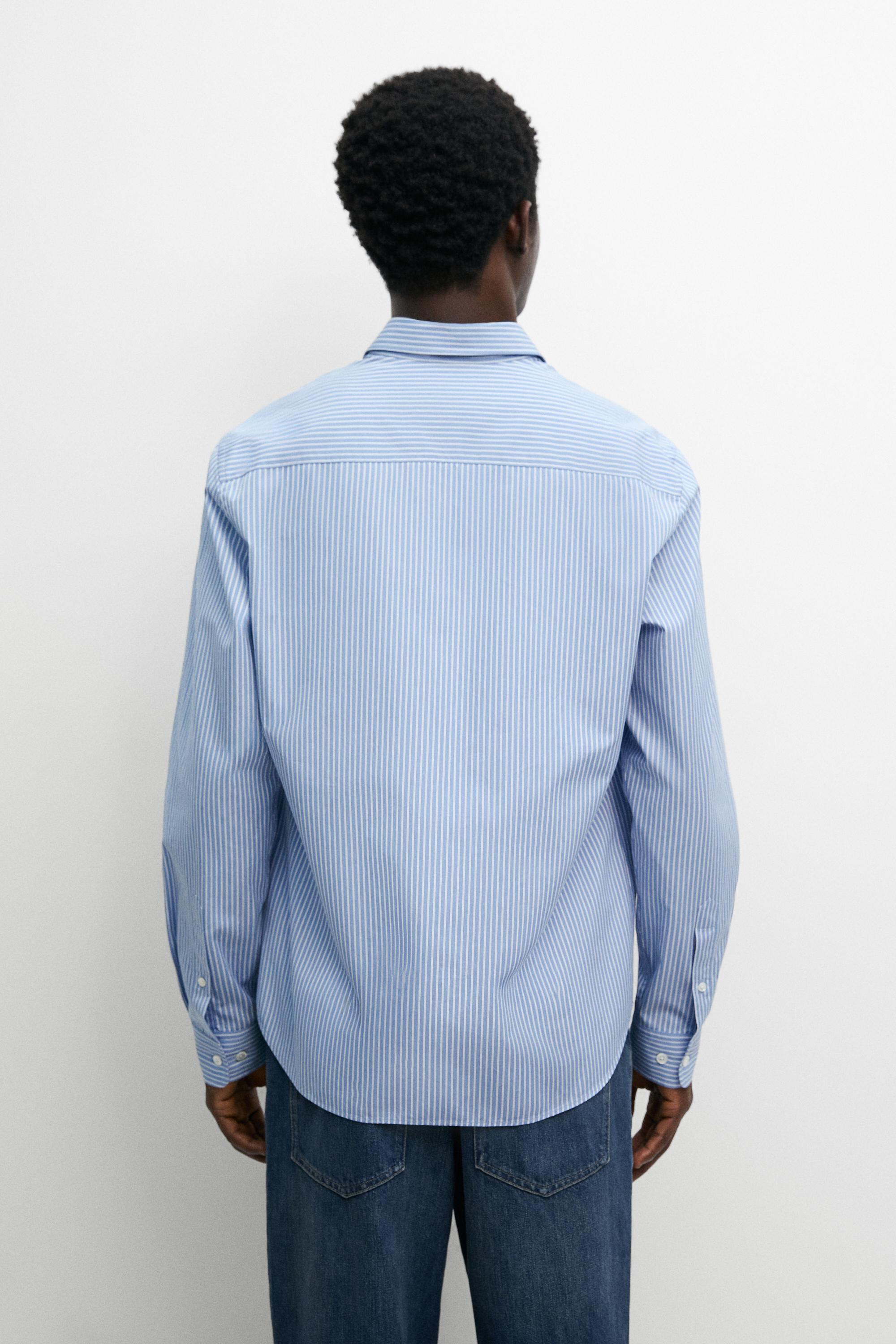 100% cotton poplin regular fit shirt — MEDIUM BLUE