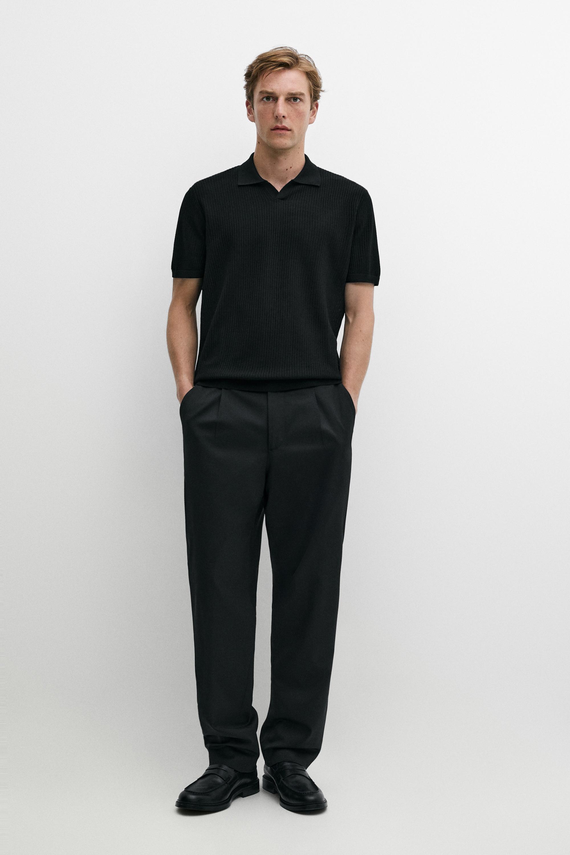 Wool blend short sleeve knit polo