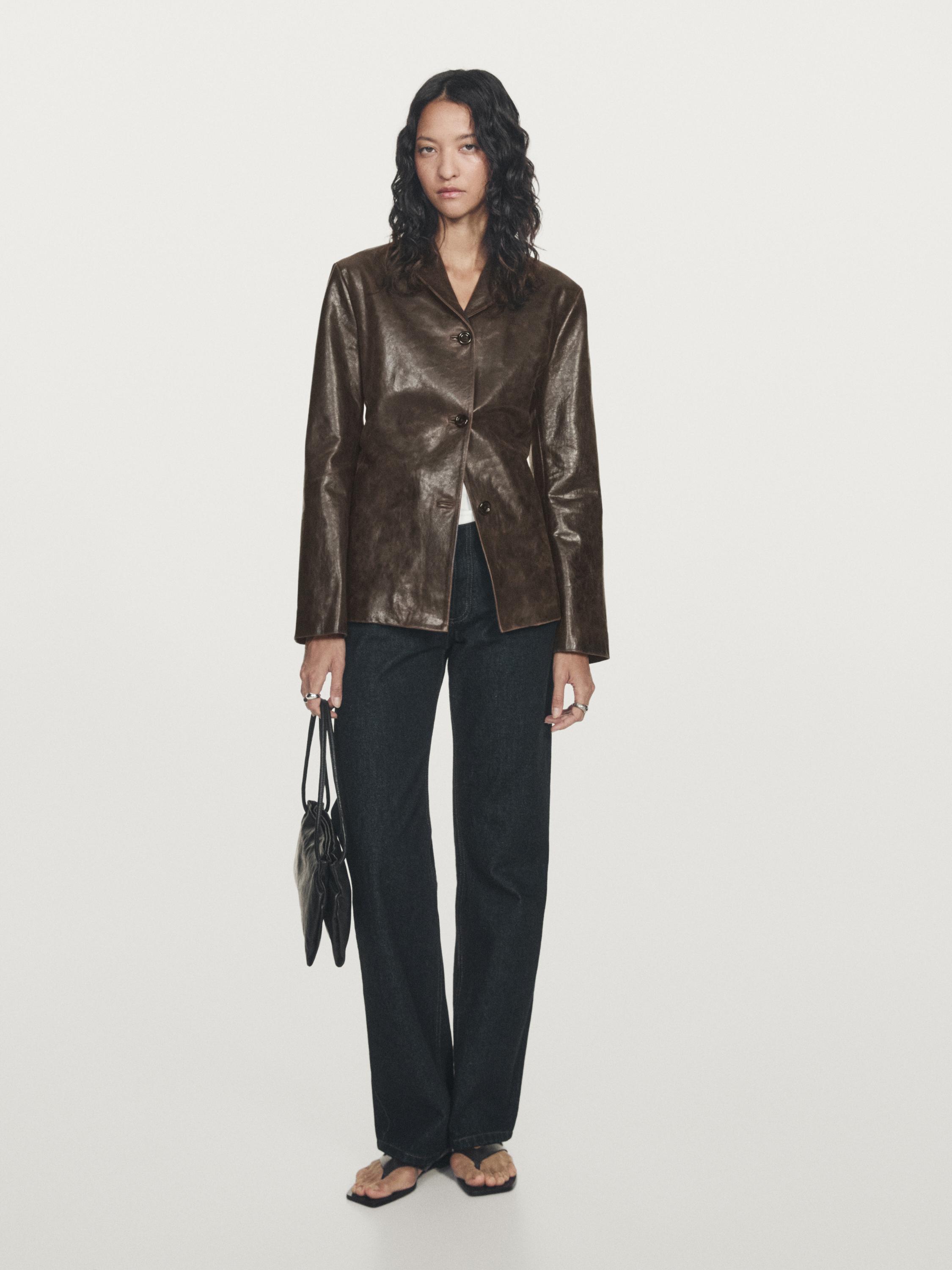 Blazer en cuir nappa effet antique