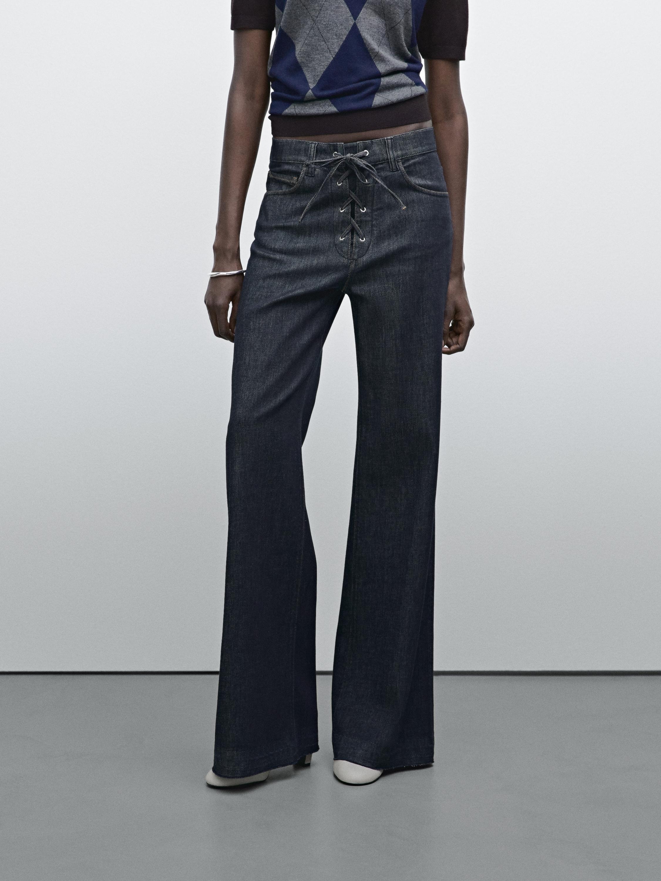 Flared high-waist jeans · Blue · Dressy | Massimo Dutti