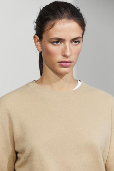 Wool blend crew neck knit sweater — CAMEL 5