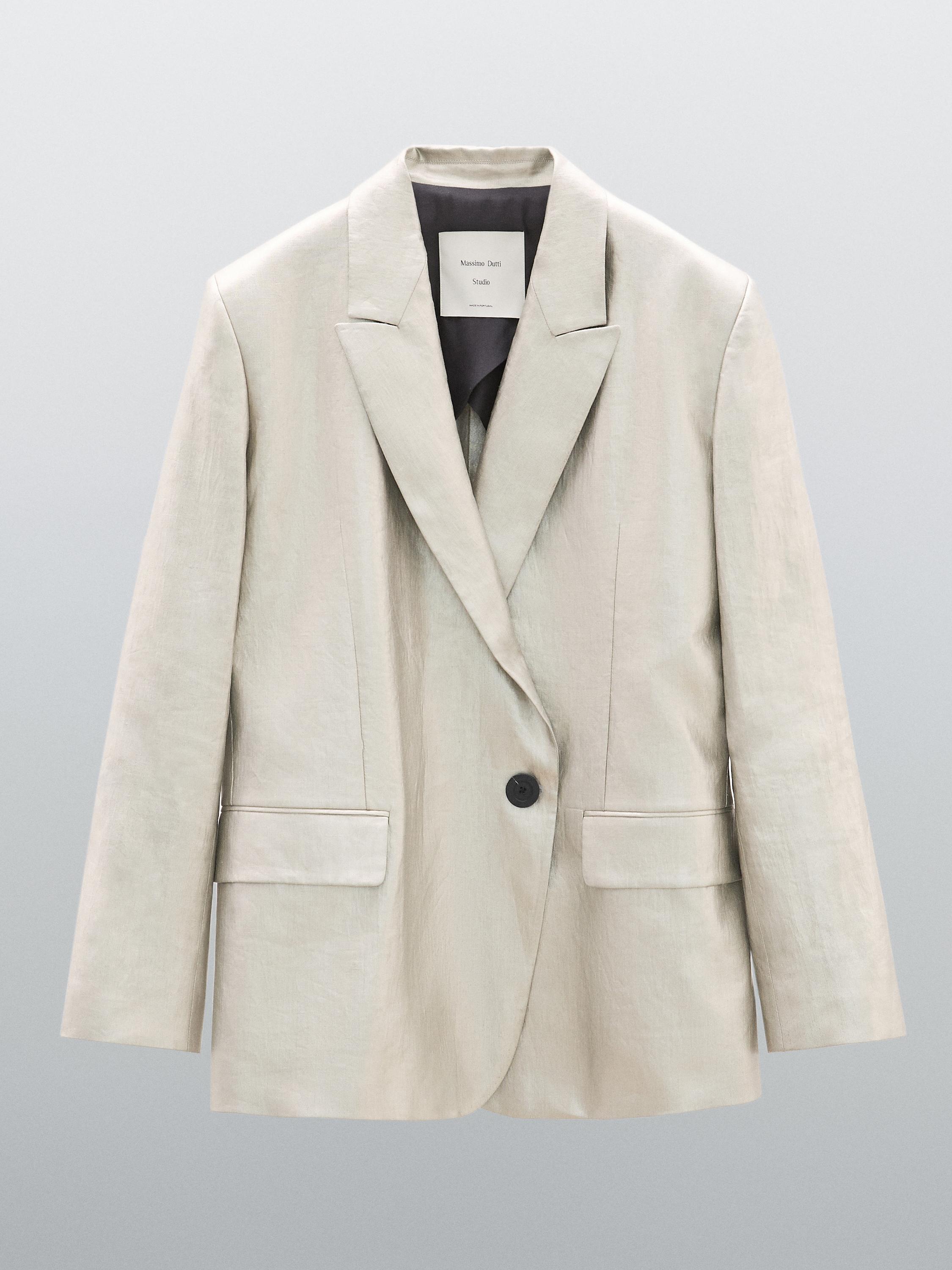 Metallic linen blend blazer - STUDIO