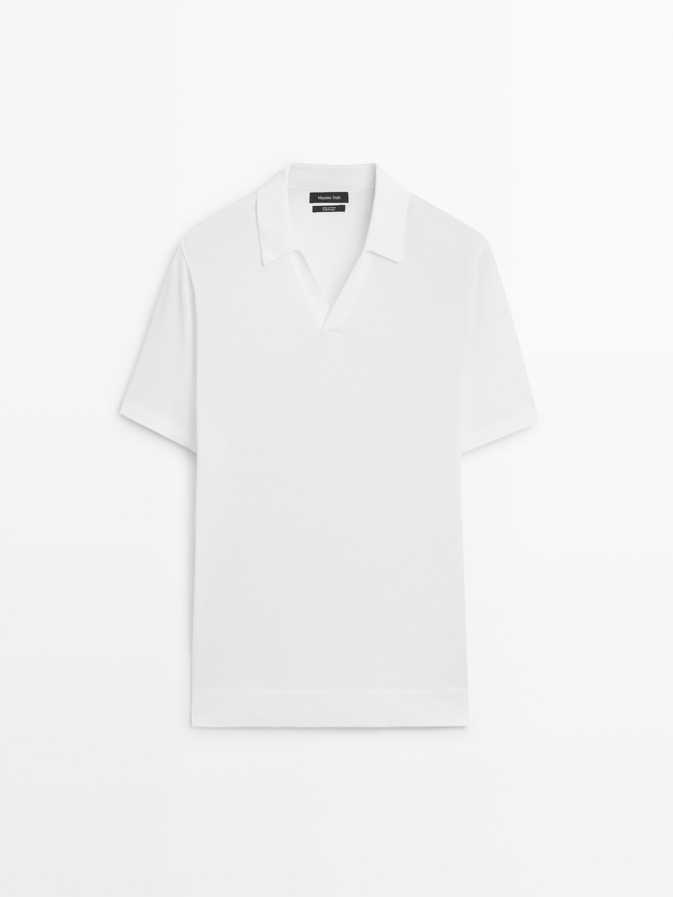 Short sleeve cotton knit polo shirt