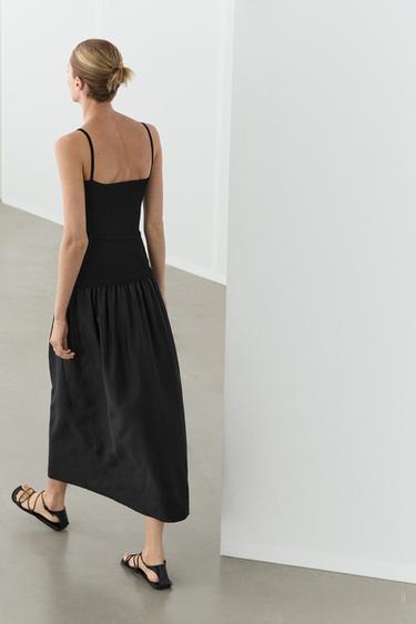 Combined strap midi dress — BLACK 8