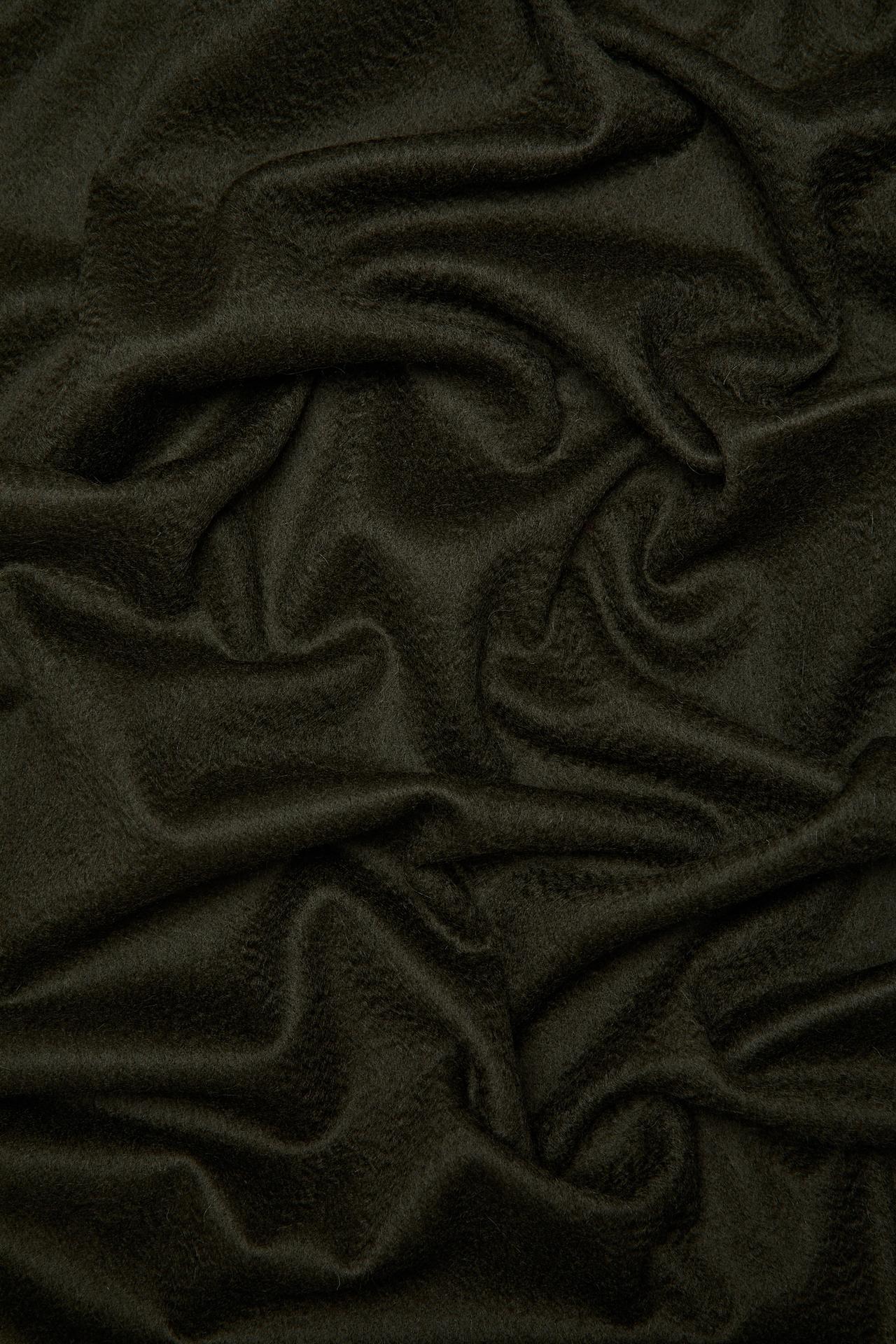 Wool blend scarf with fringing — KHAKI