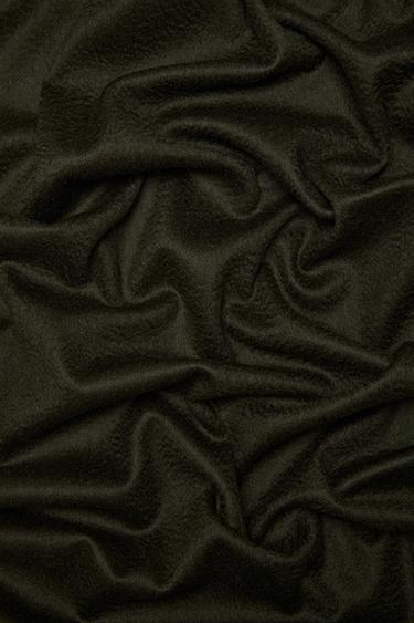 Wool blend scarf with fringing — KHAKI 3