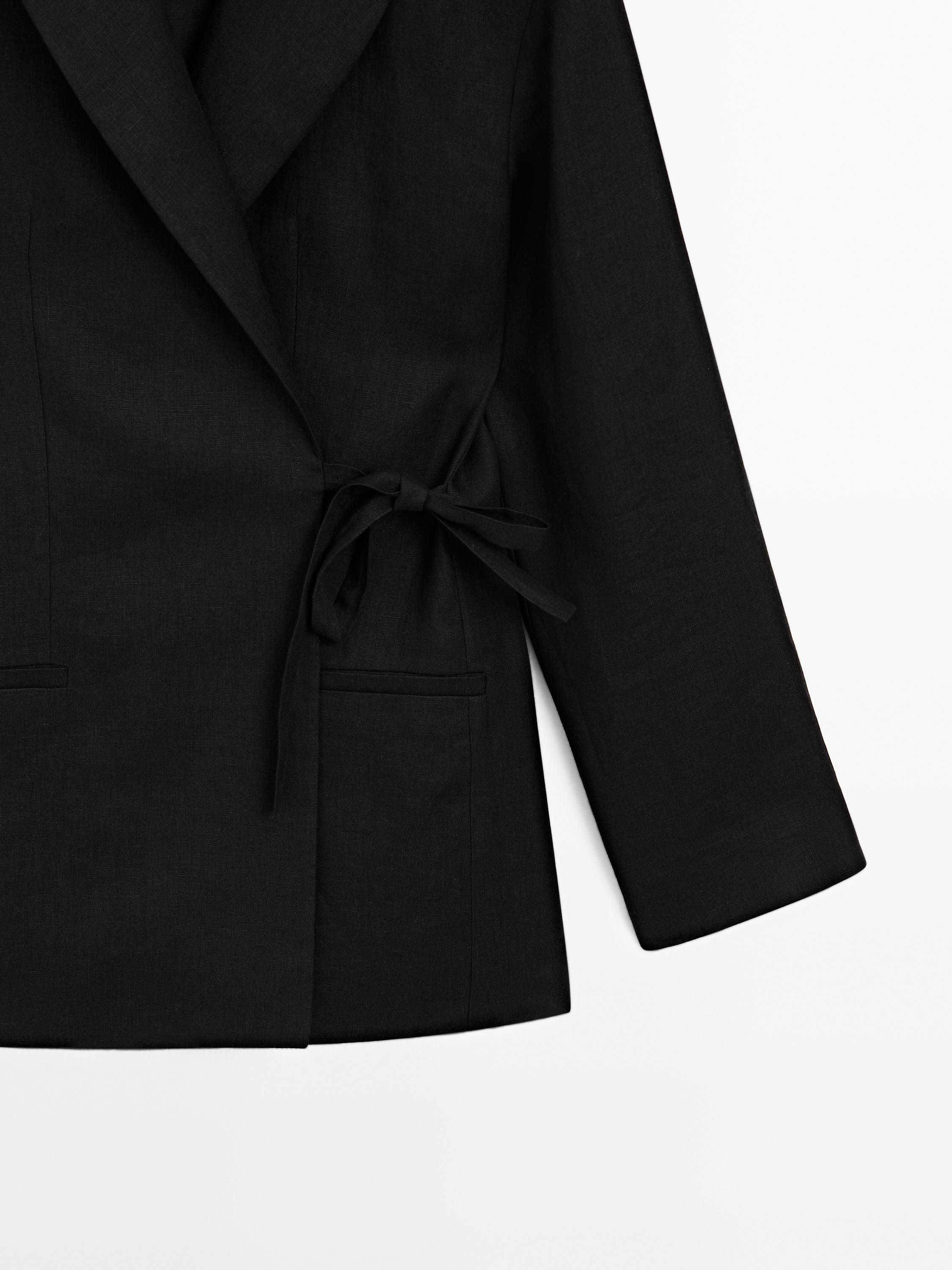 100% linen blazer with tie