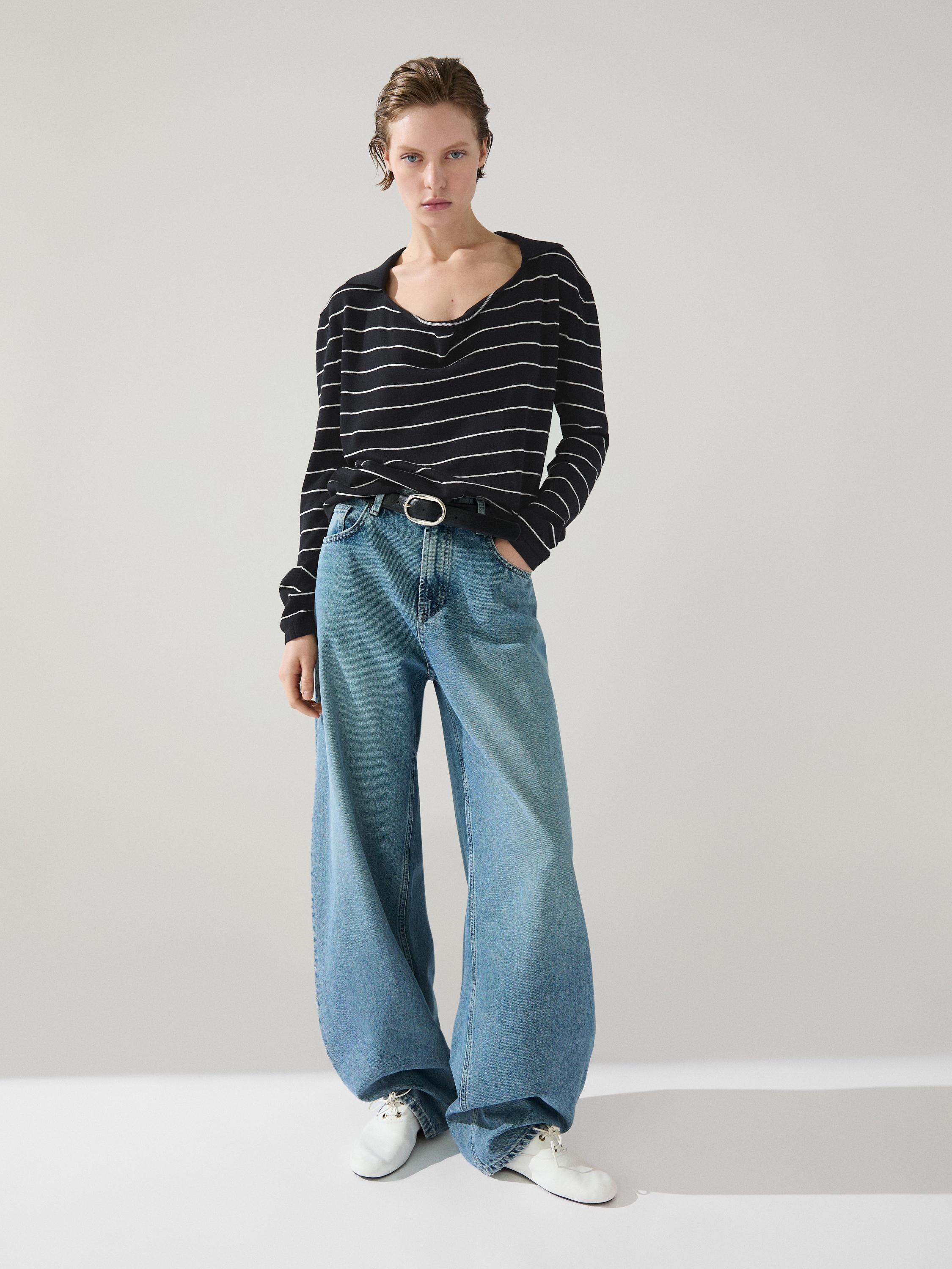 High-waist barrel fit jeans — Light Blue