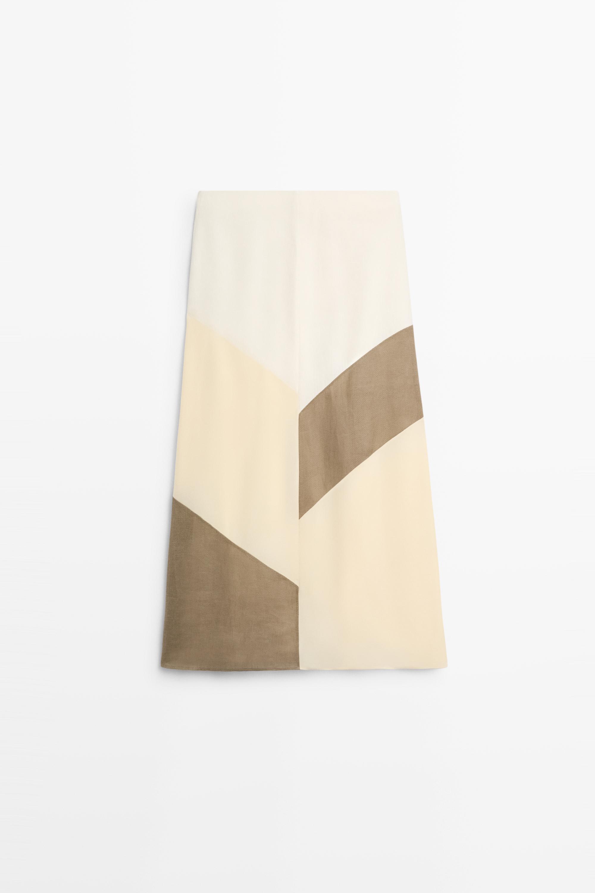 Flowing patchwork midi skirt — WHITE