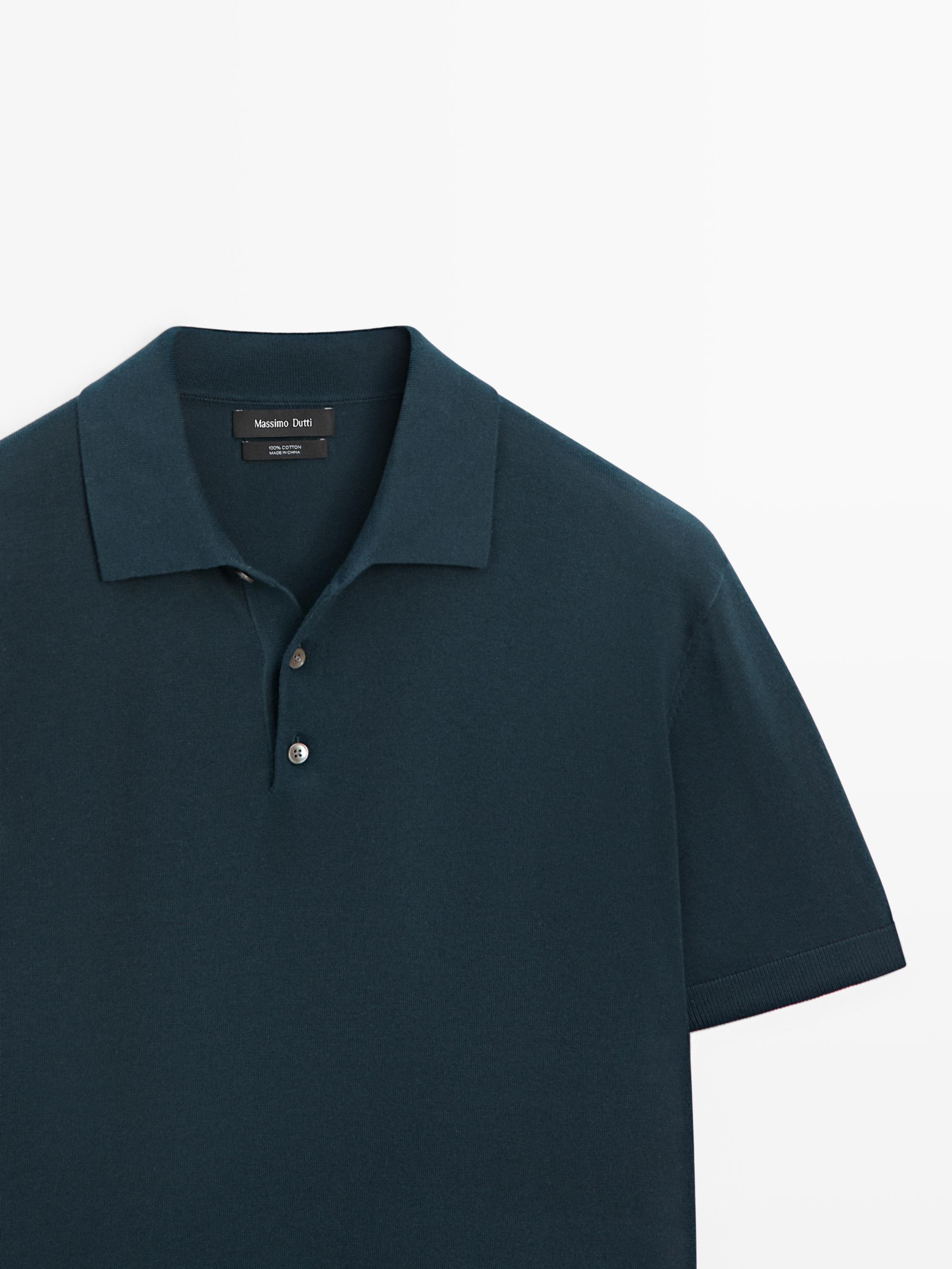 100% cotton knit polo shirt — BLUE