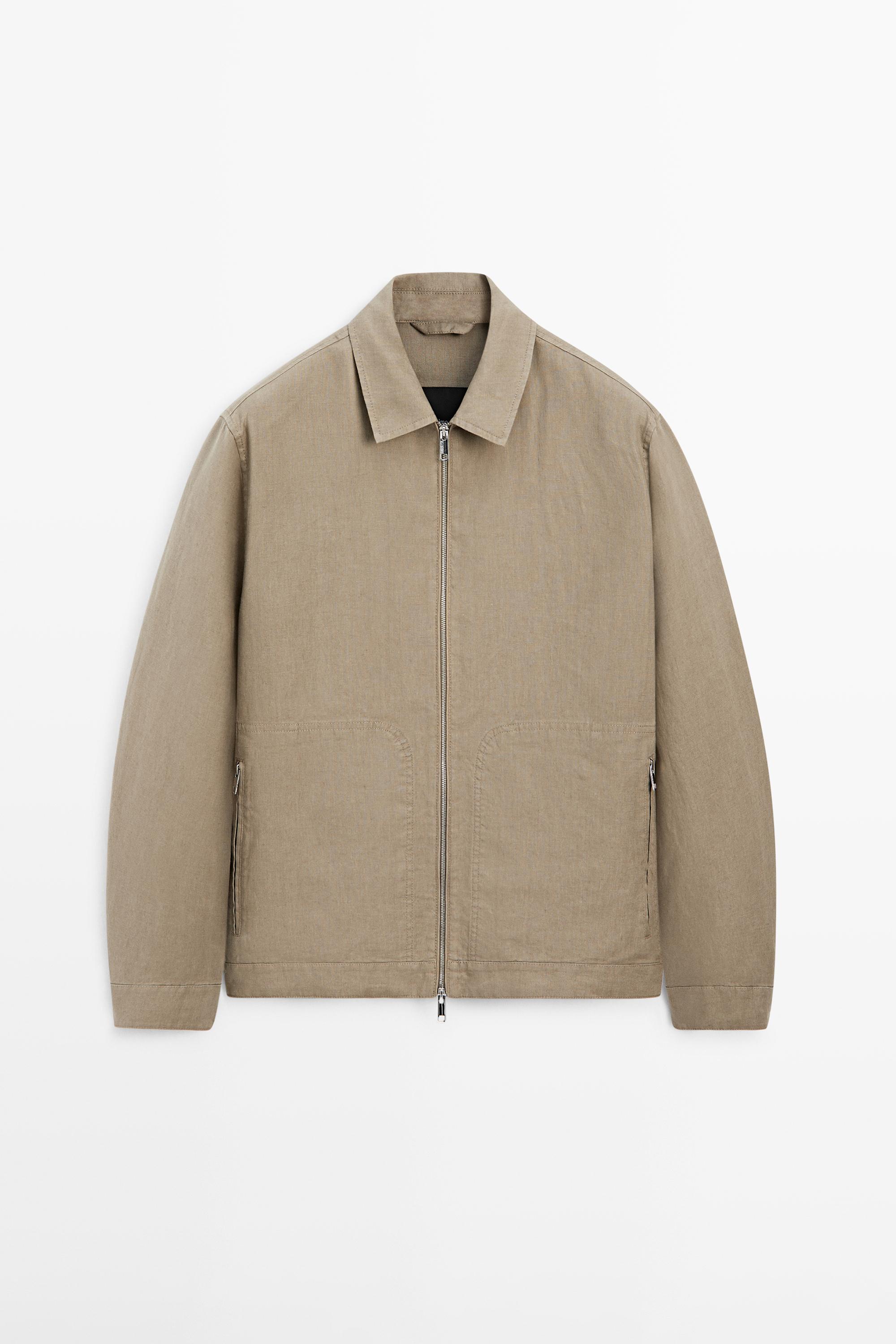 Cropped 100% linen jacket — OCHRE