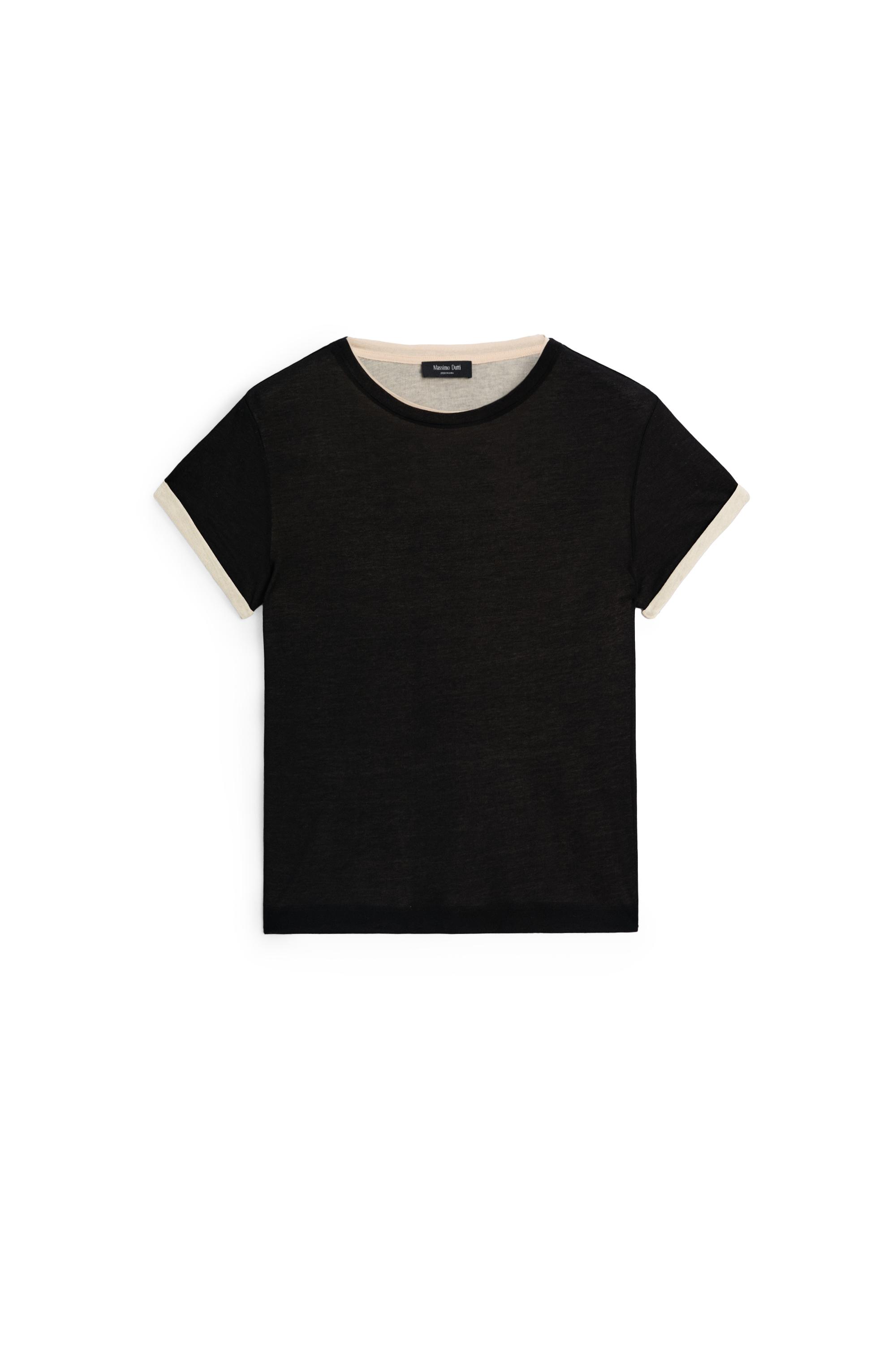Double-layer short sleeve T-shirt — BLACK