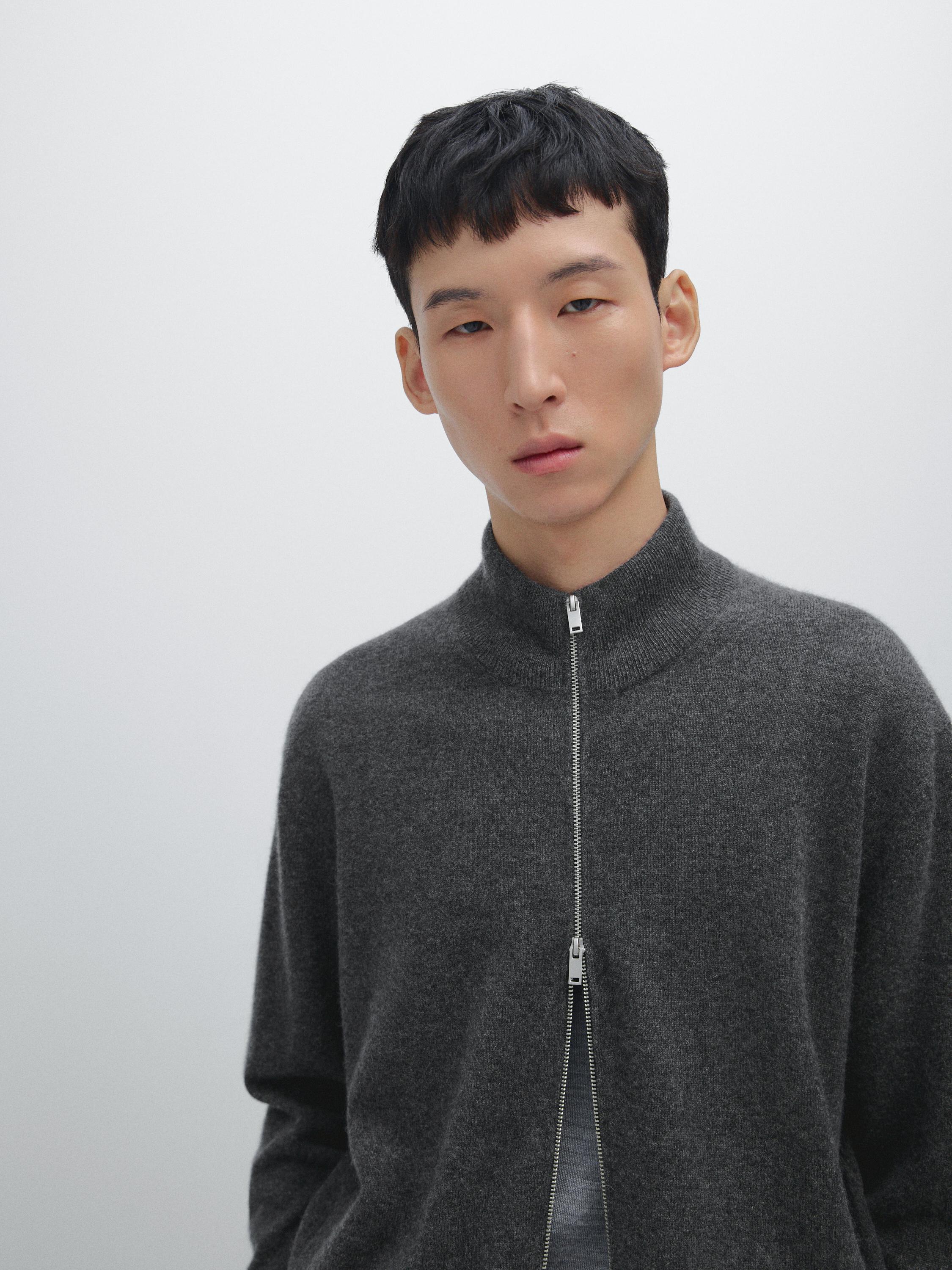 100% cashmere zip-up cardigan